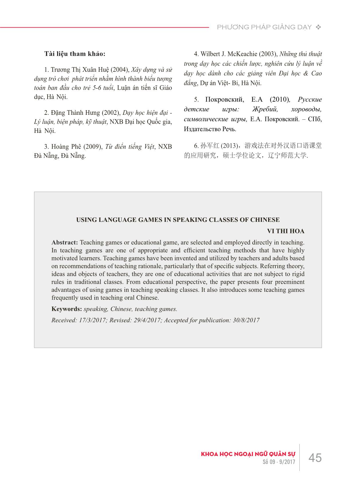 Sử dụng trò chơi dạy học trong dạy học khẩu ngữ tiếng Trung Quốc trang 5