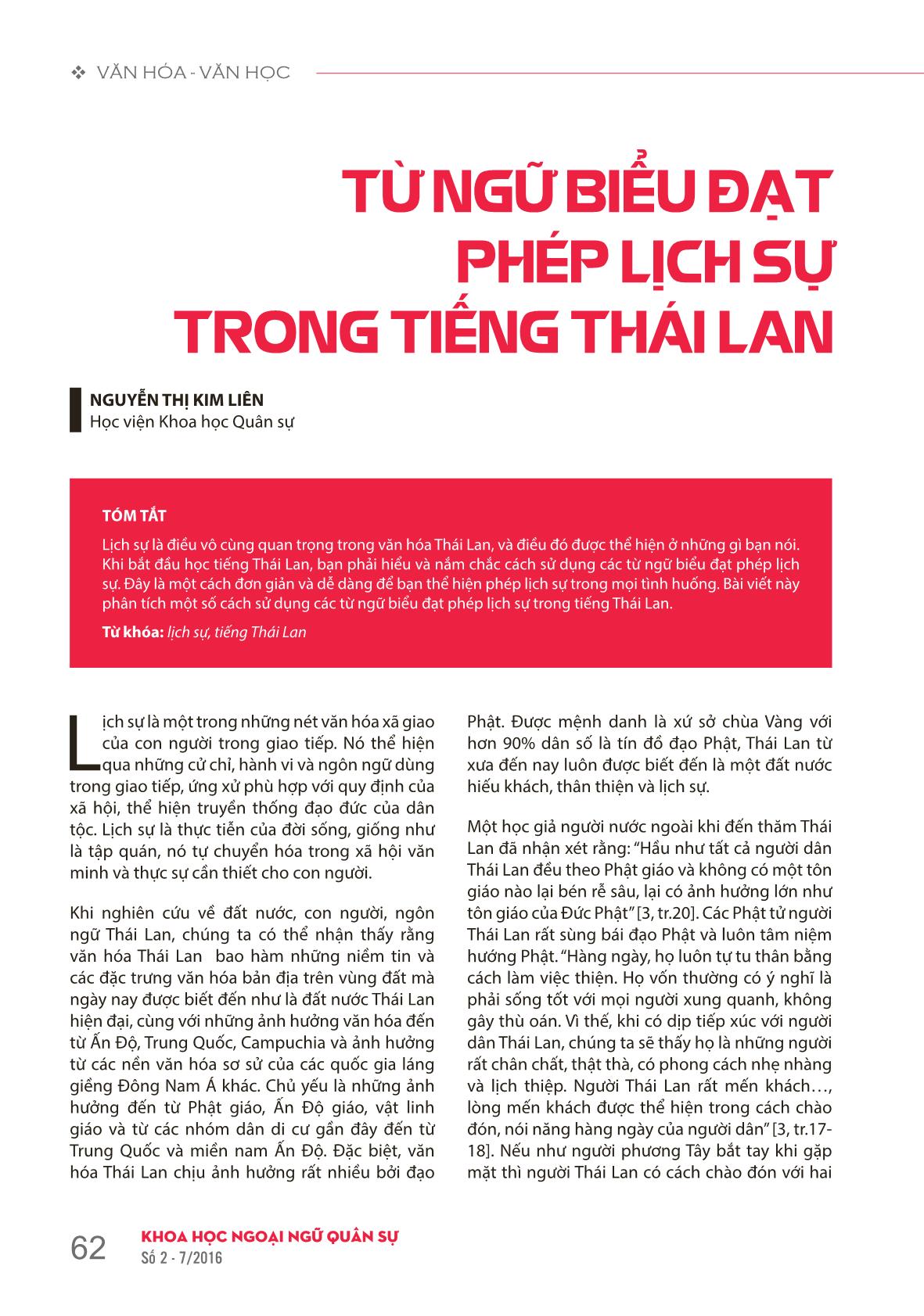 Từ ngữ biểu đạt phép lịch sự trong tiếng Thái Lan trang 1