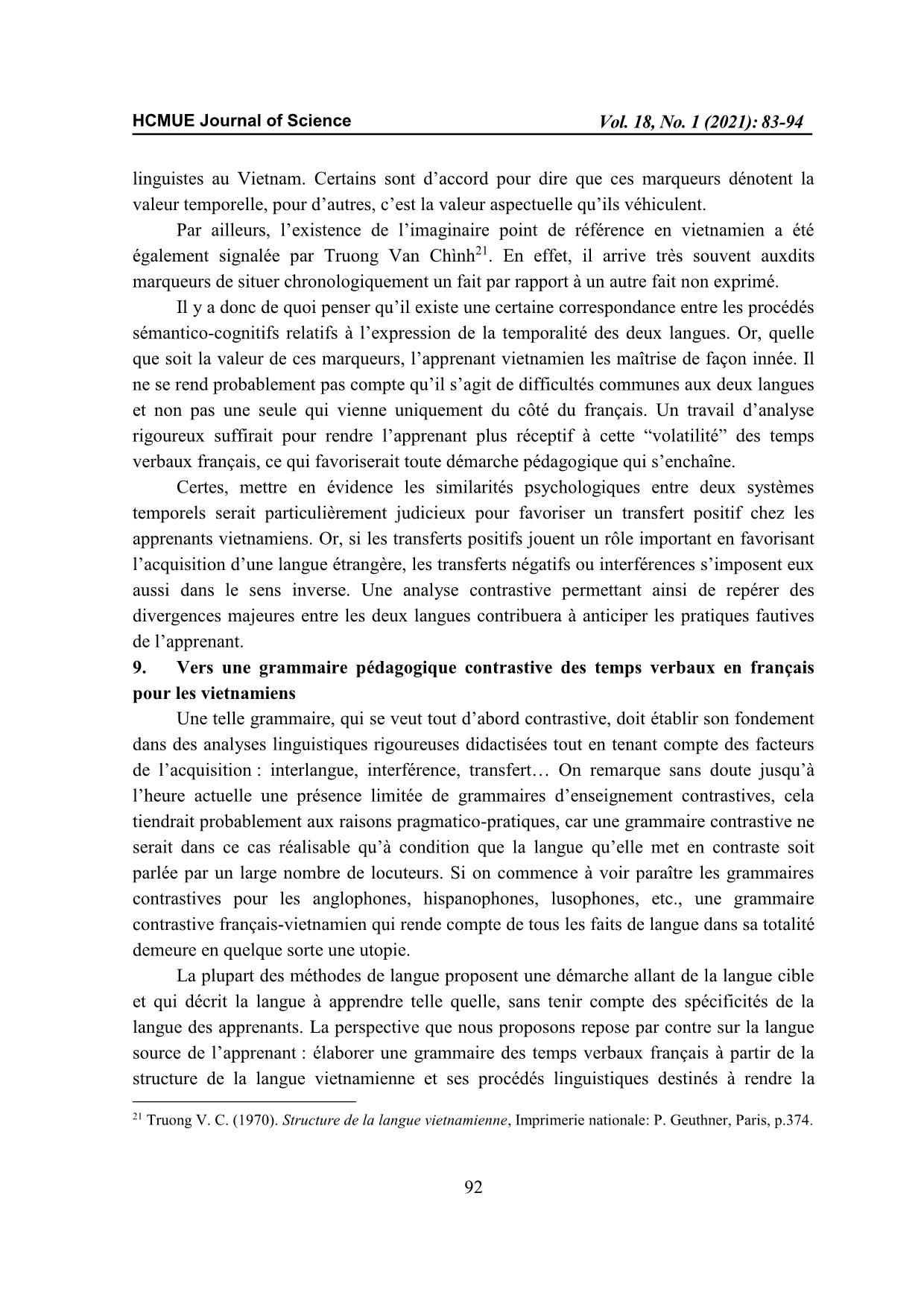 Vers une grammaire contrastive des temps verbaux pour les apprenants Vietnamiens du Français Langue Étrangère (FLE) trang 10