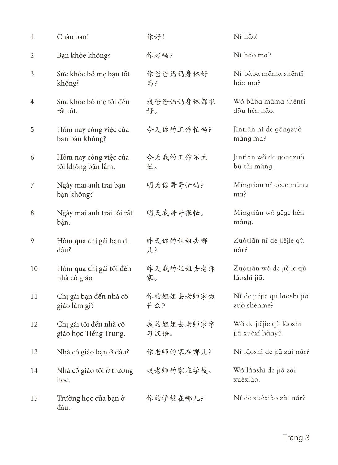 3000 Câu đàm thoại tiếng Hoa - Phần 1 trang 3