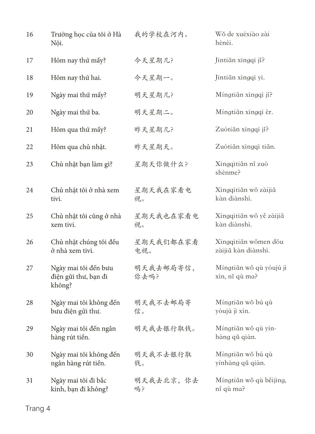 3000 Câu đàm thoại tiếng Hoa - Phần 1 trang 4