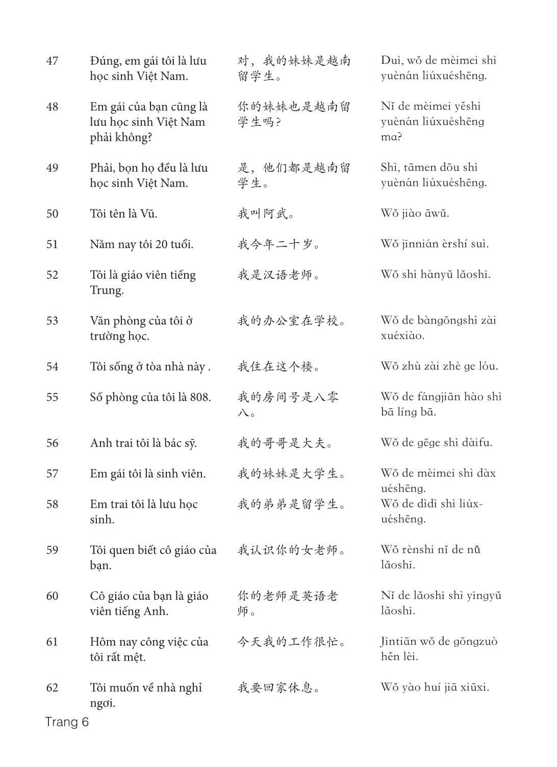 3000 Câu đàm thoại tiếng Hoa - Phần 1 trang 6