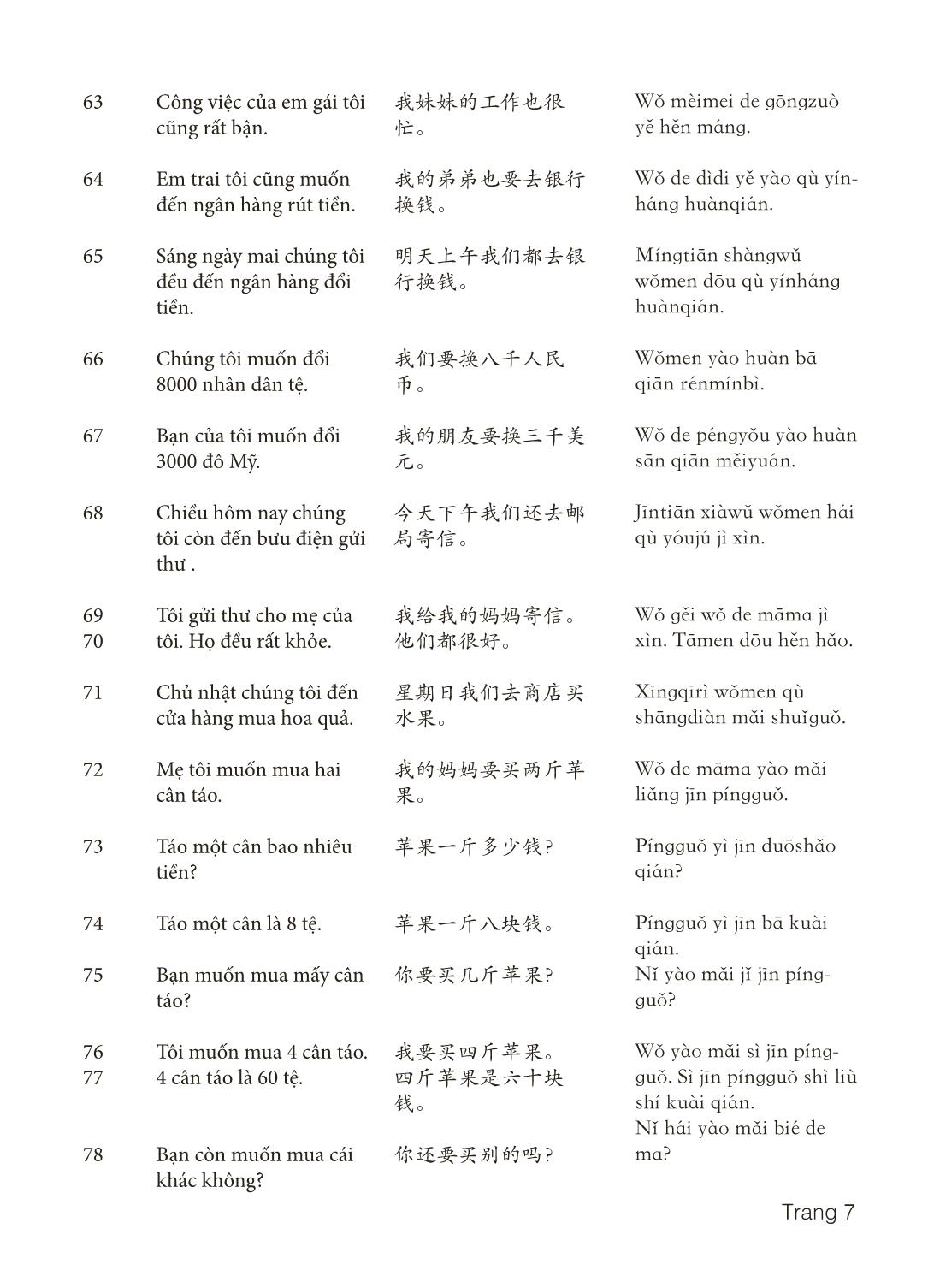 3000 Câu đàm thoại tiếng Hoa - Phần 1 trang 7