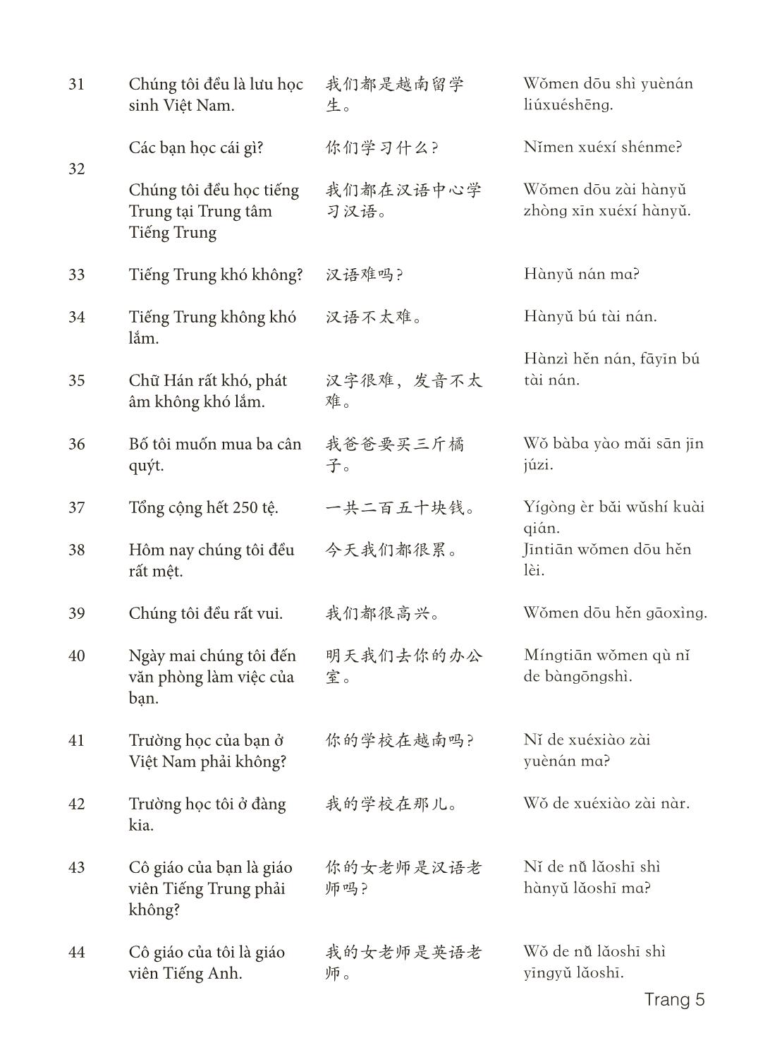 3000 Câu đàm thoại tiếng Hoa - Phần 2 trang 5