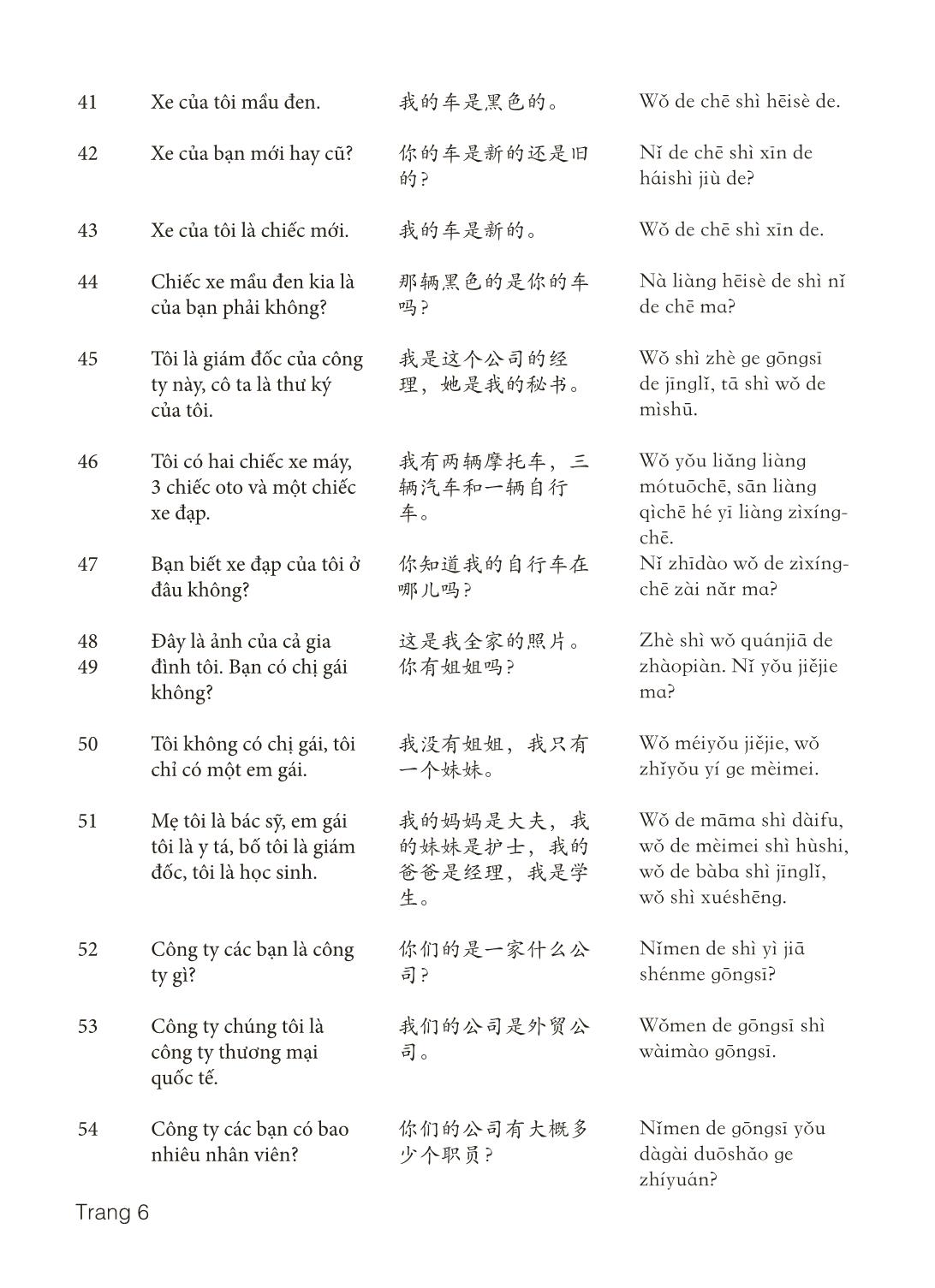 3000 Câu đàm thoại tiếng Hoa - Phần 3 trang 6