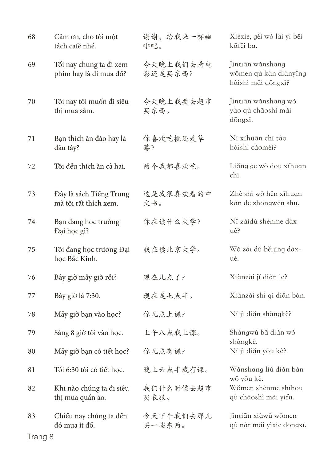3000 Câu đàm thoại tiếng Hoa - Phần 3 trang 8