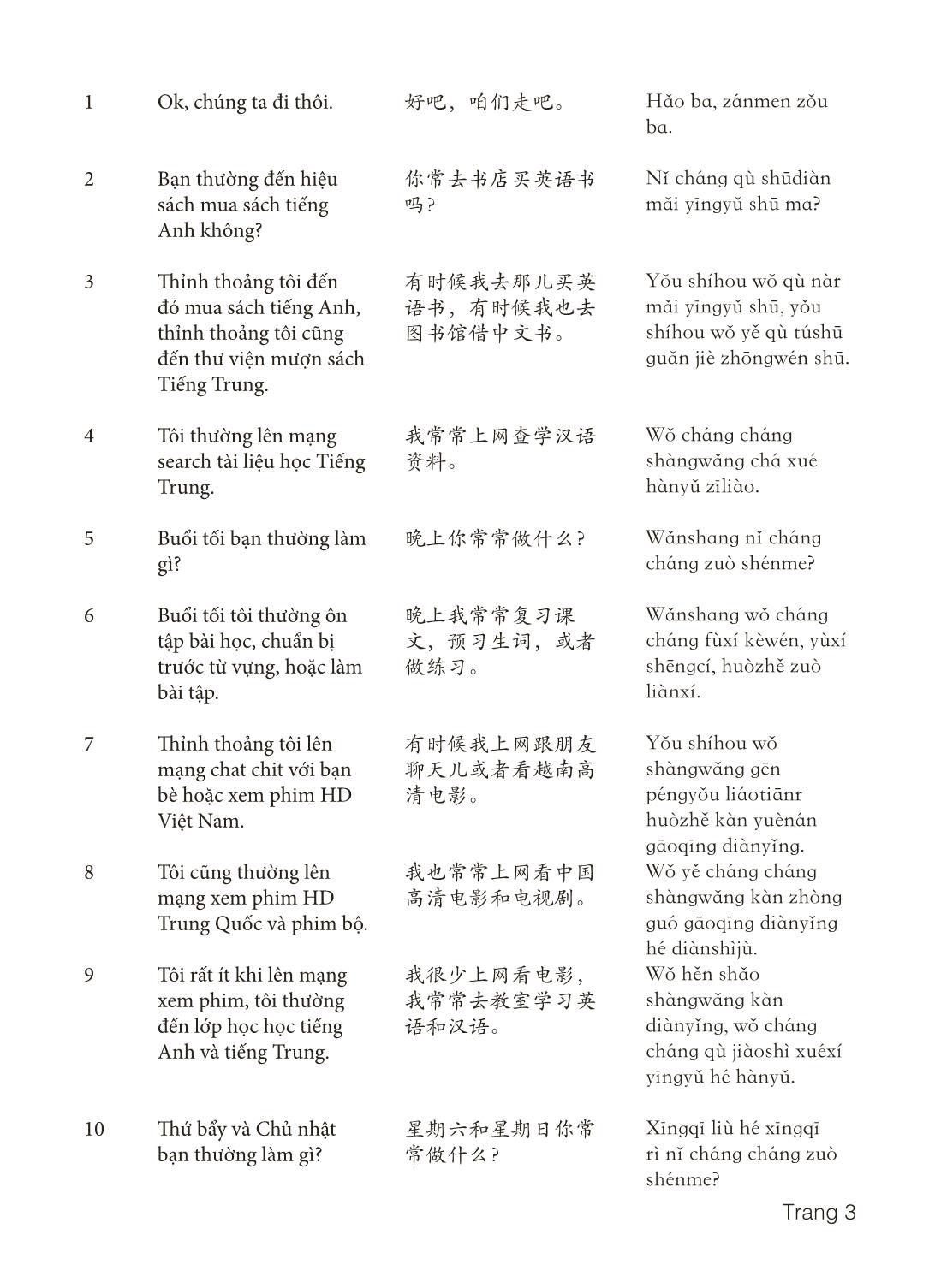 3000 Câu đàm thoại tiếng Hoa - Phần 4 trang 3