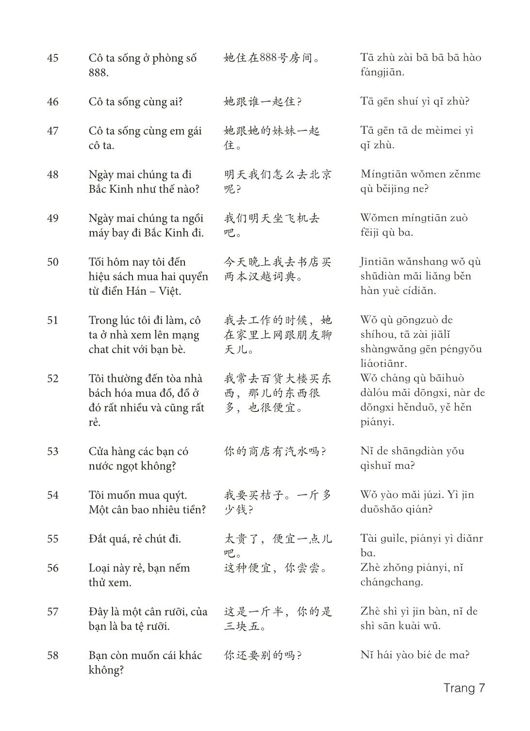 3000 Câu đàm thoại tiếng Hoa - Phần 4 trang 7