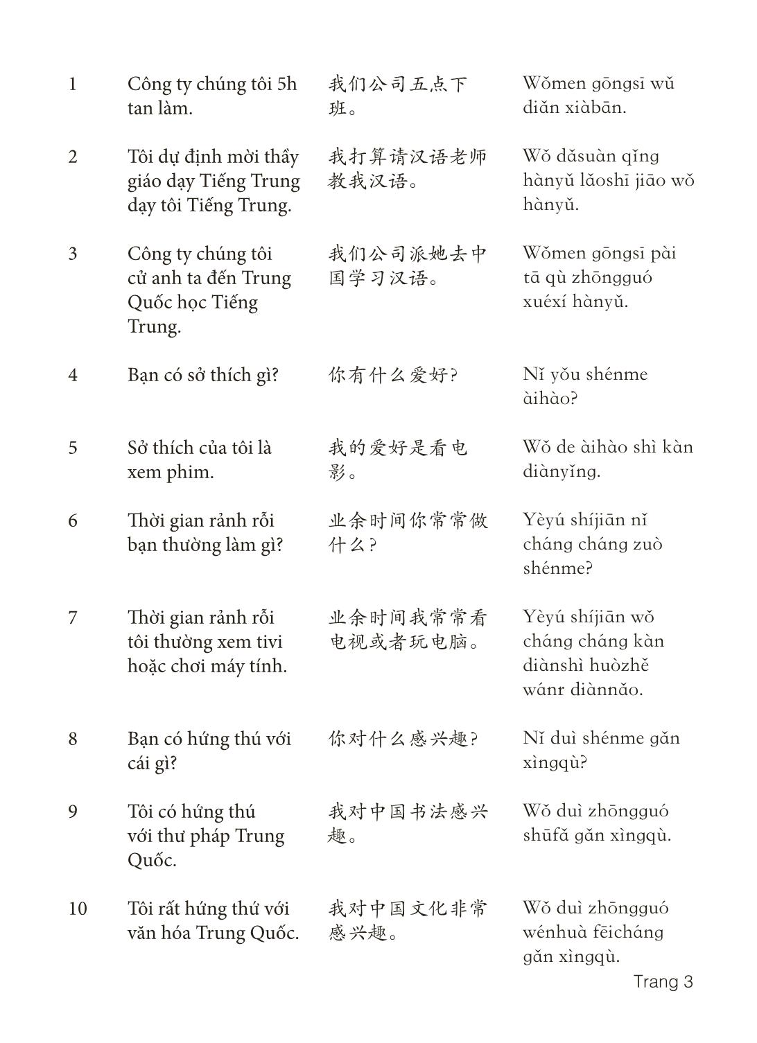 3000 Câu đàm thoại tiếng Hoa - Phần 6 trang 3