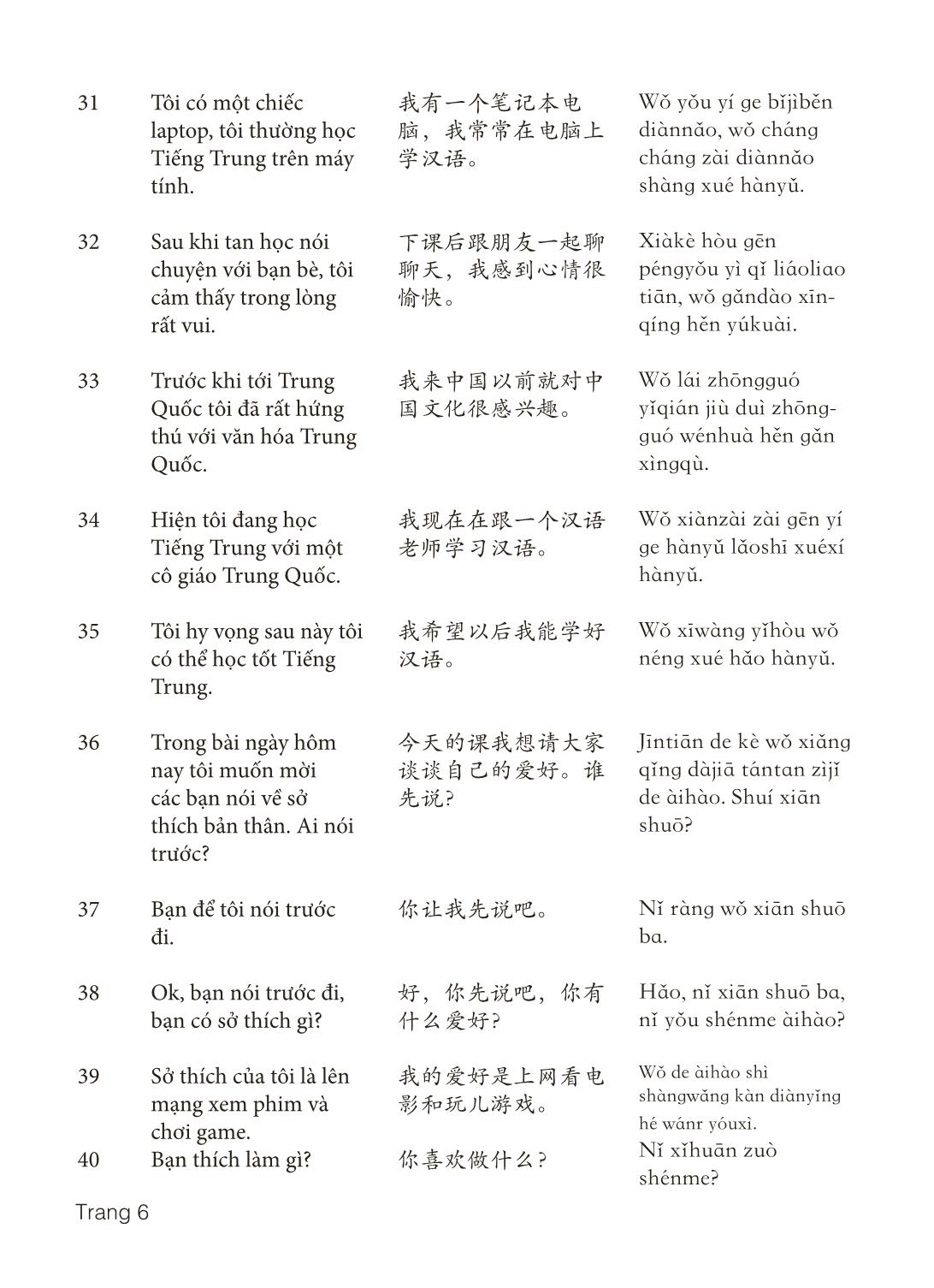 3000 Câu đàm thoại tiếng Hoa - Phần 6 trang 6