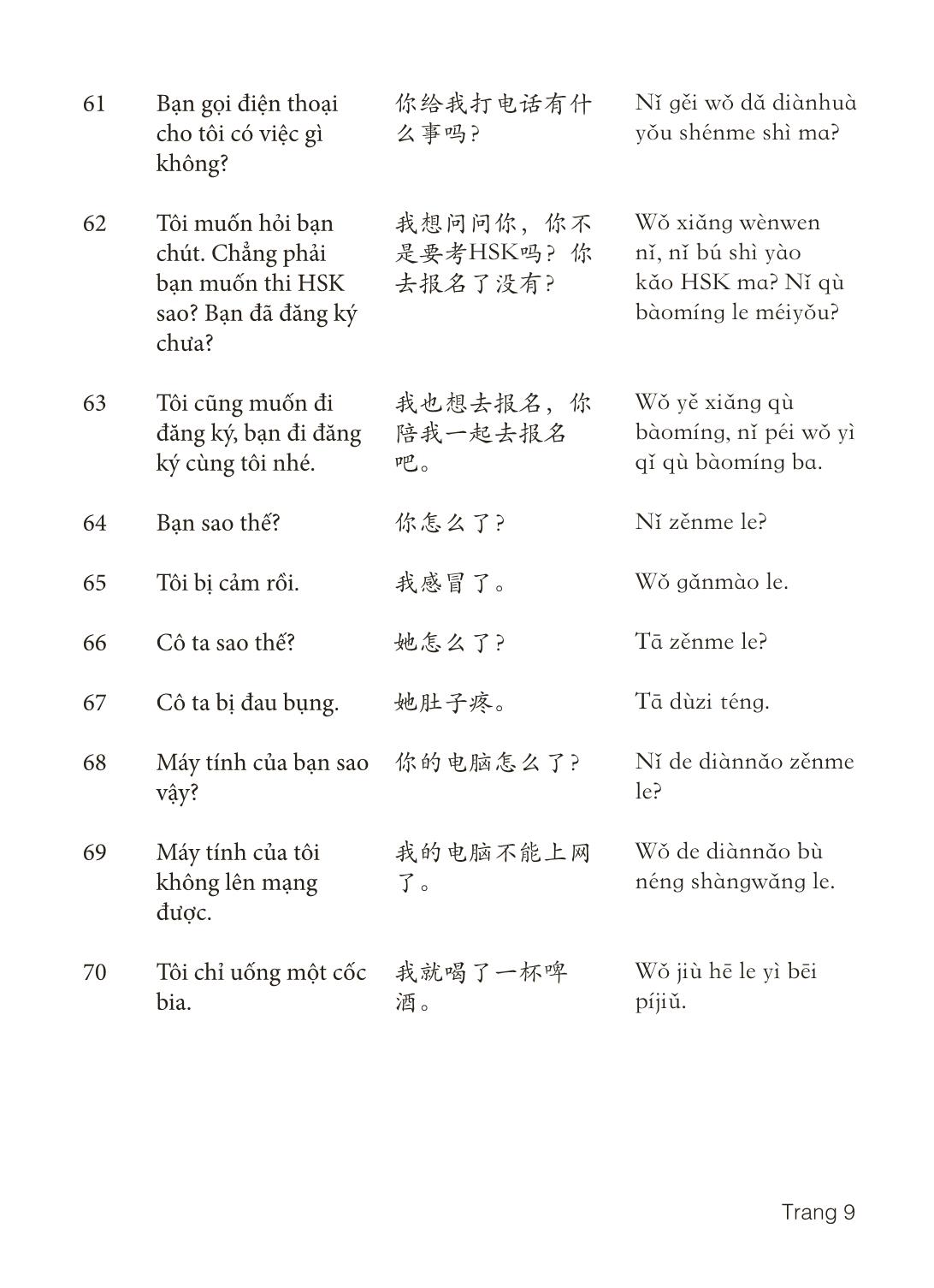 3000 Câu đàm thoại tiếng Hoa - Phần 9 trang 9