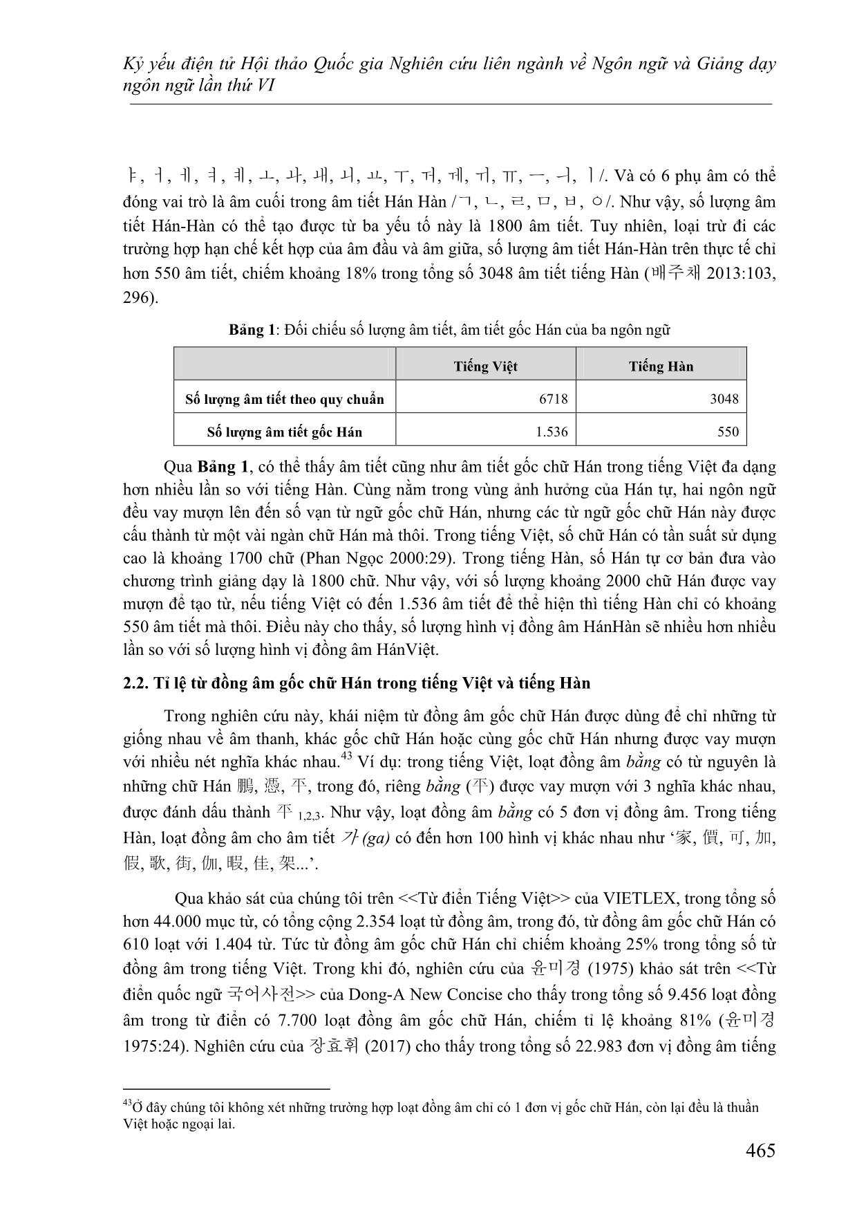 Ảnh hưởng của hệ thống âm vị đến vị trí của chữ Hán trong tiếng Việt và tiếng Hàn hiện đại trang 4