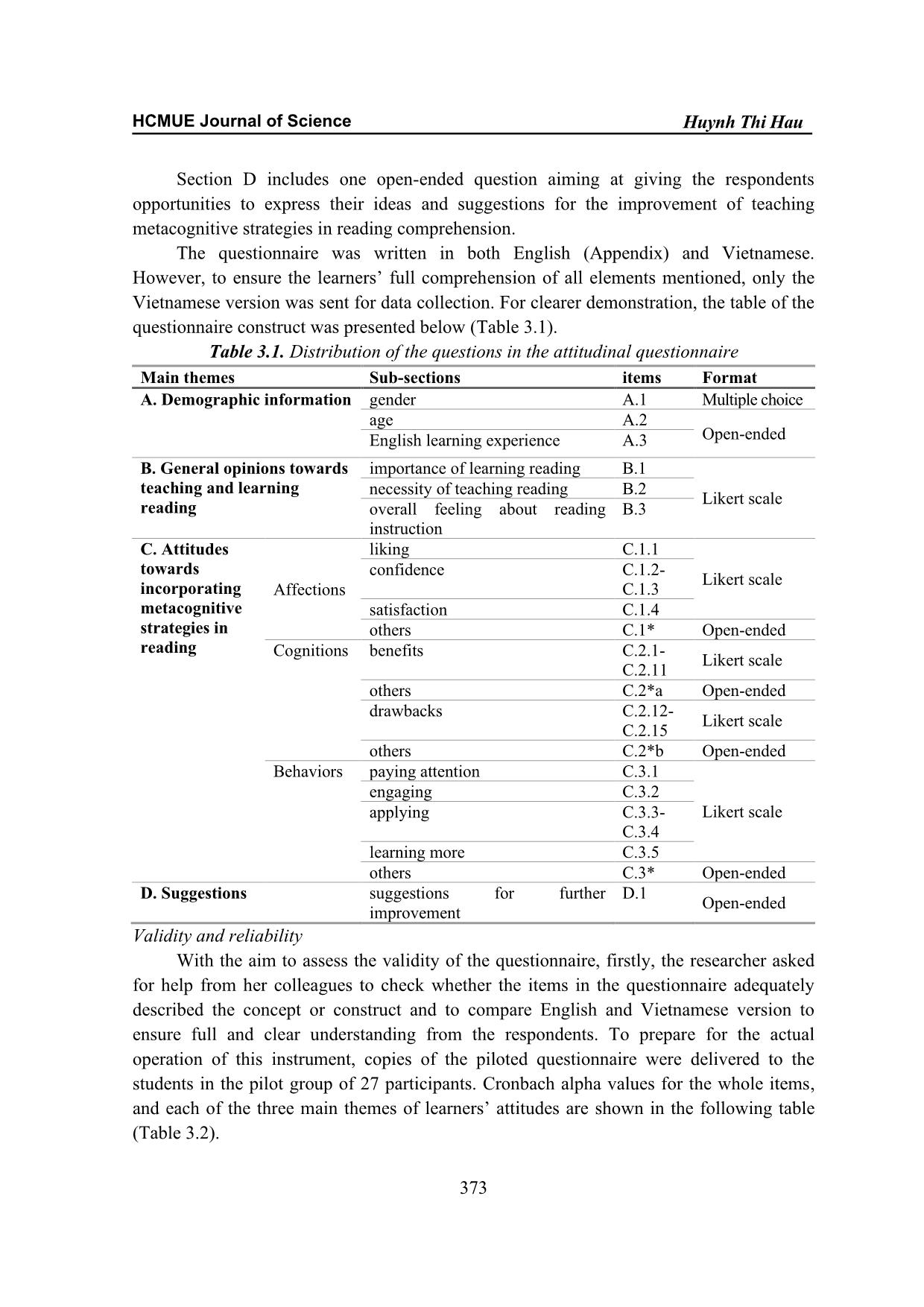 An investigation into learners’ attitudes towards training metacognitive strategies in reading comprehension trang 6