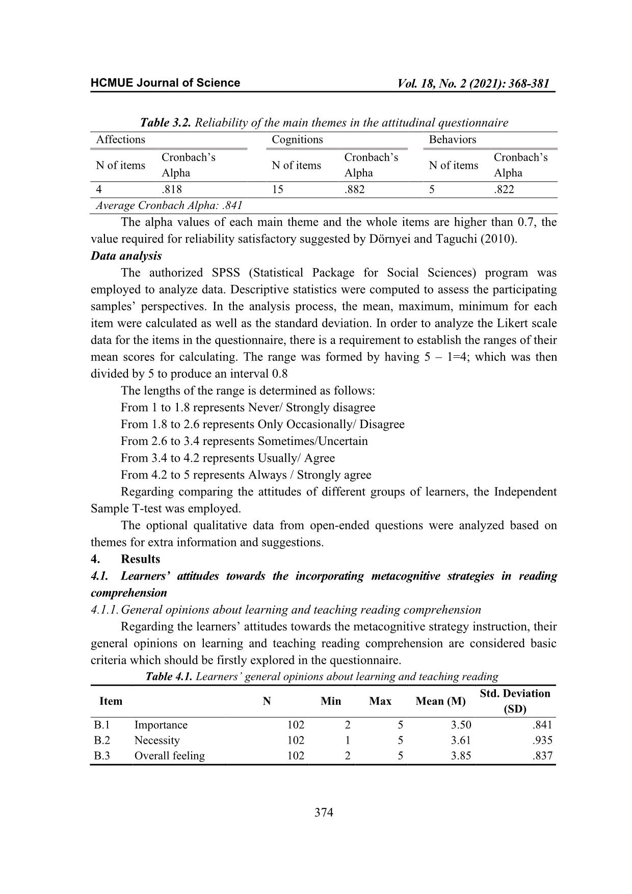 An investigation into learners’ attitudes towards training metacognitive strategies in reading comprehension trang 7