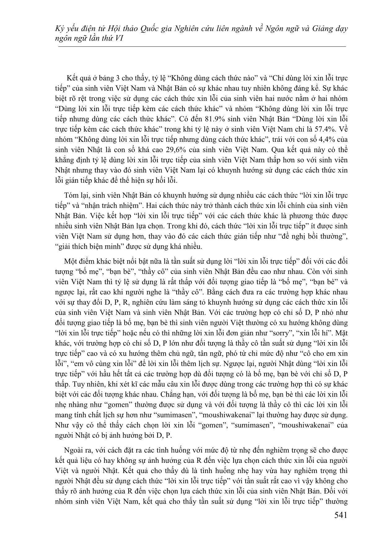 Các cách thức xin lỗi trong tiếng Việt và tiếng Nhật - Đối chiếu dựa trên lý thuyết lịch sự của Brown và Levinson trang 9