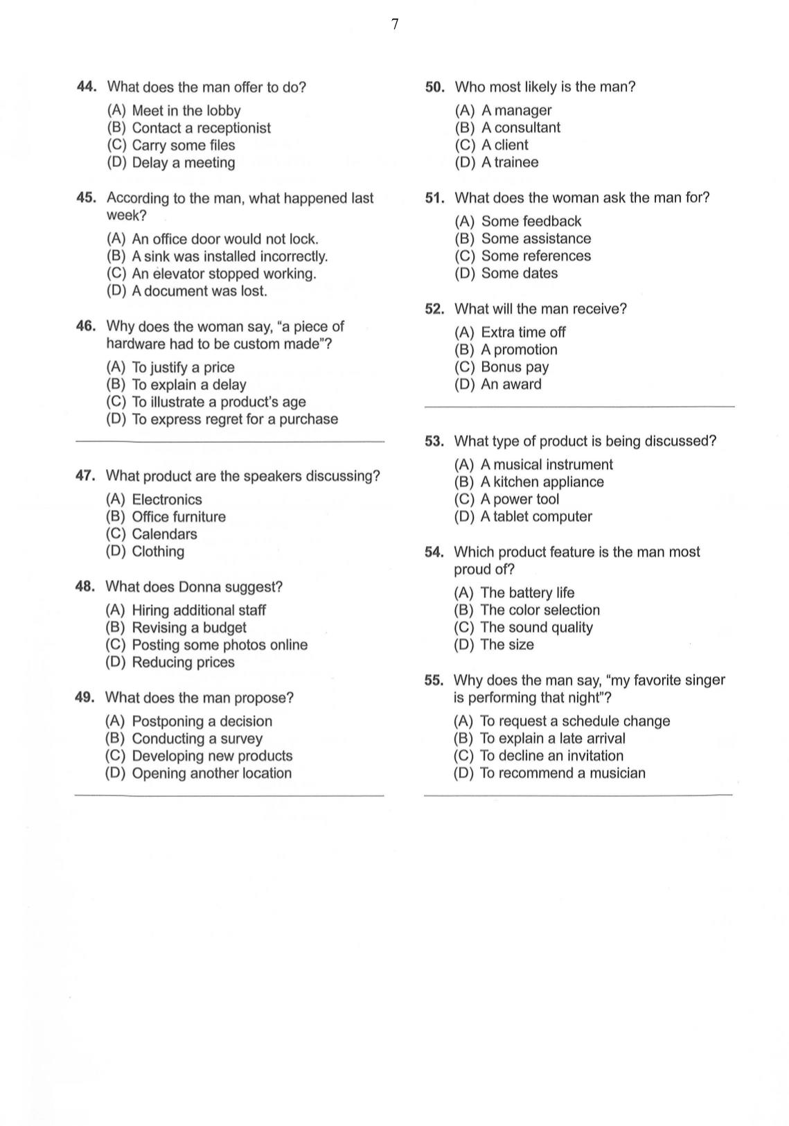 Đề thi thử Toeic số 1 (Có đáp án) trang 7