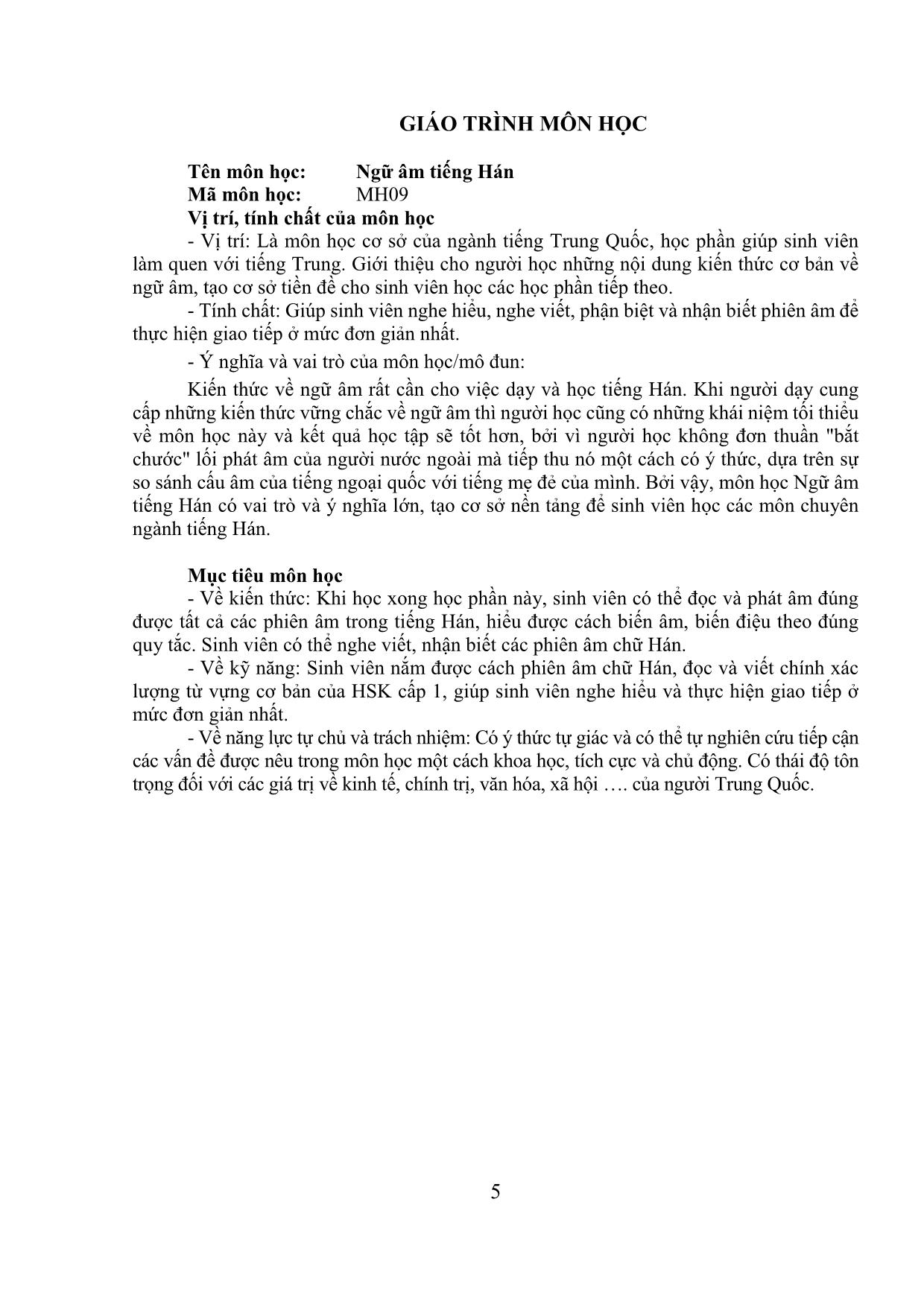 Giáo trình Ngữ âm tiếng Hán trang 5