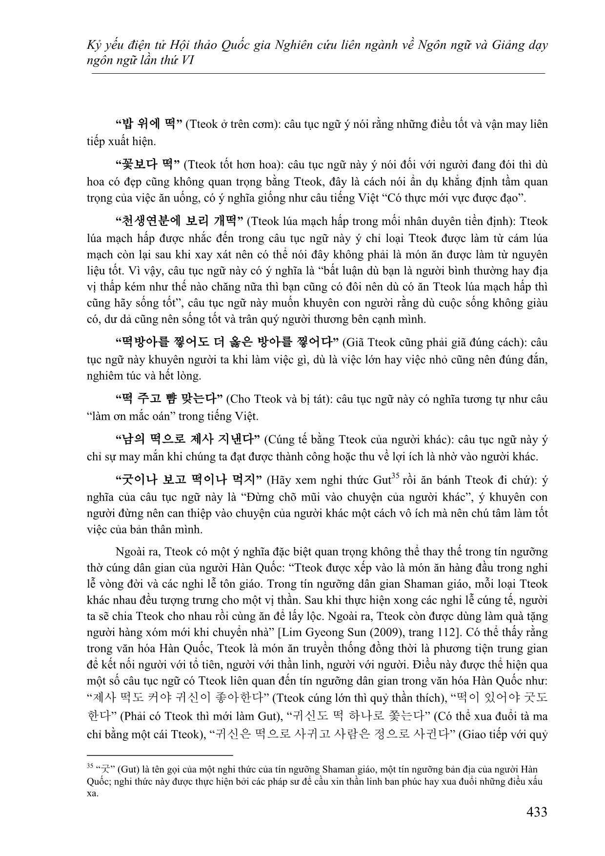 Đặc điểm ngôn ngữ và văn hóa Hàn Quốc được biểu hiện qua yếu tố “tteok” trong quán dụng ngữ và tục ngữ tiếng Hàn trang 8