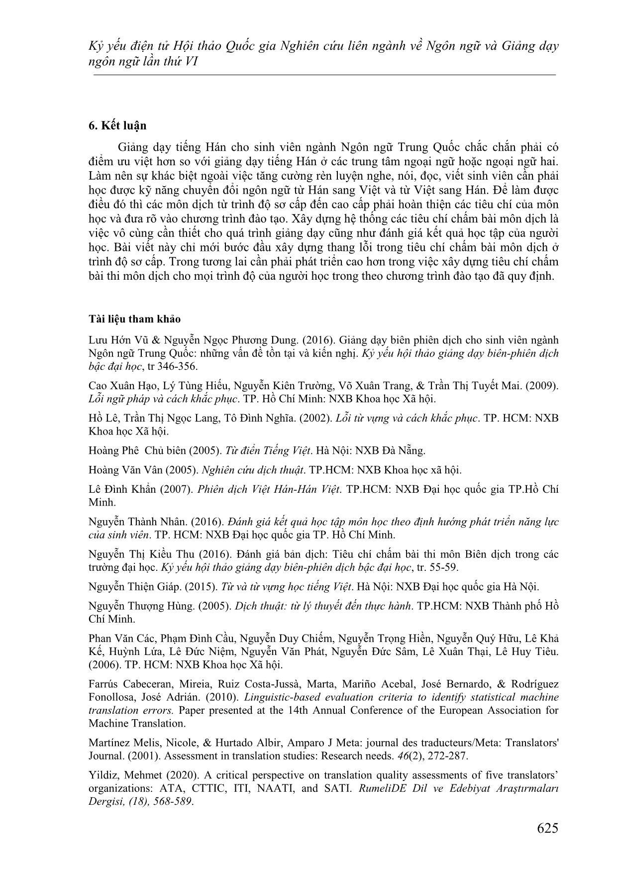 Đề xuất các tiêu chí xác định lỗi ngôn ngữ qua khảo sát các bản dịch từ Hán sang Việt của sinh viên ở trình độ sơ cấp trang 10
