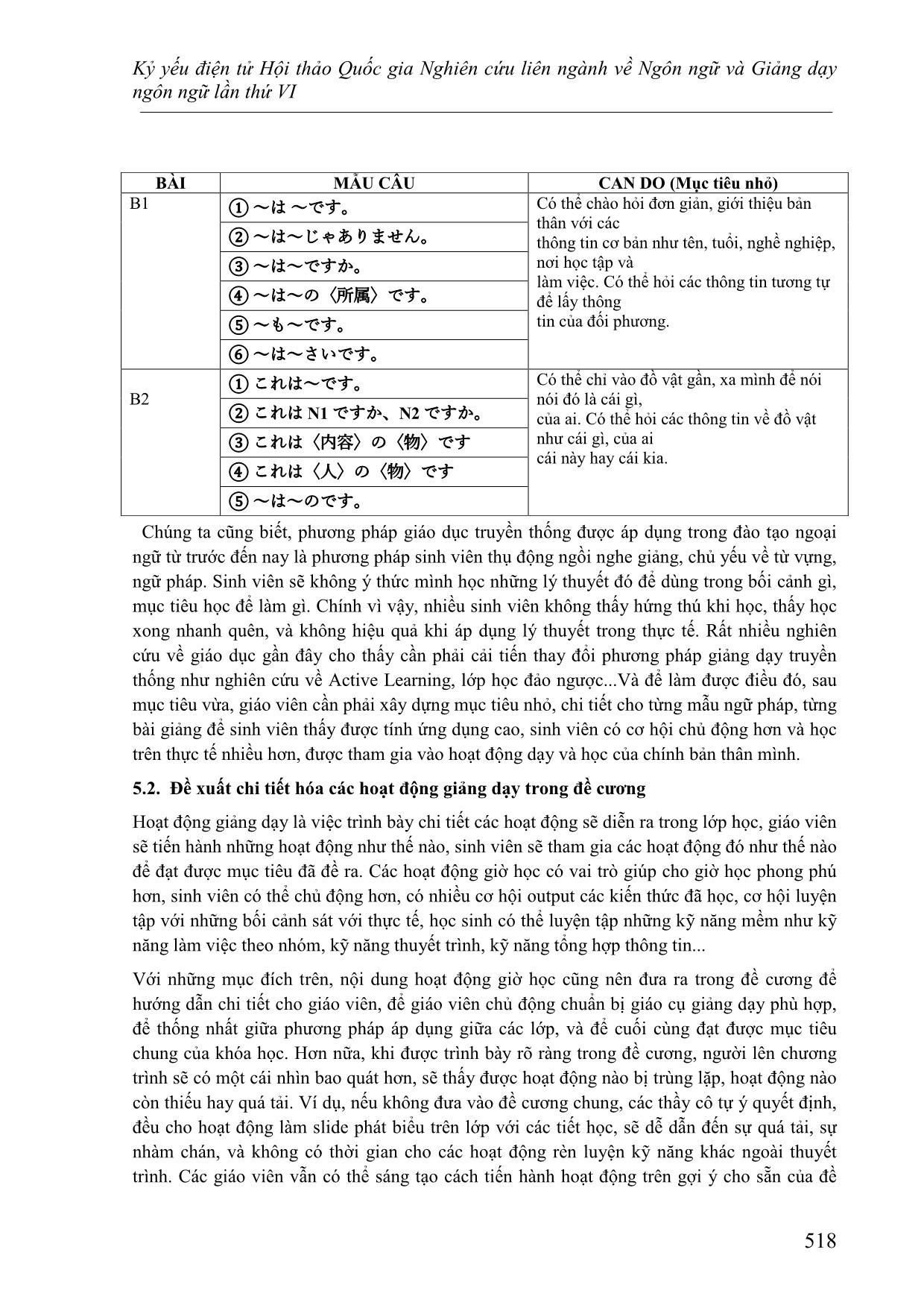 Đề xuất xây dựng đề cương chi tiết cho giáo trình Minna No Nihongo I dựa trên quan điểm ứng dụng phương pháp học Active Learning trang 10