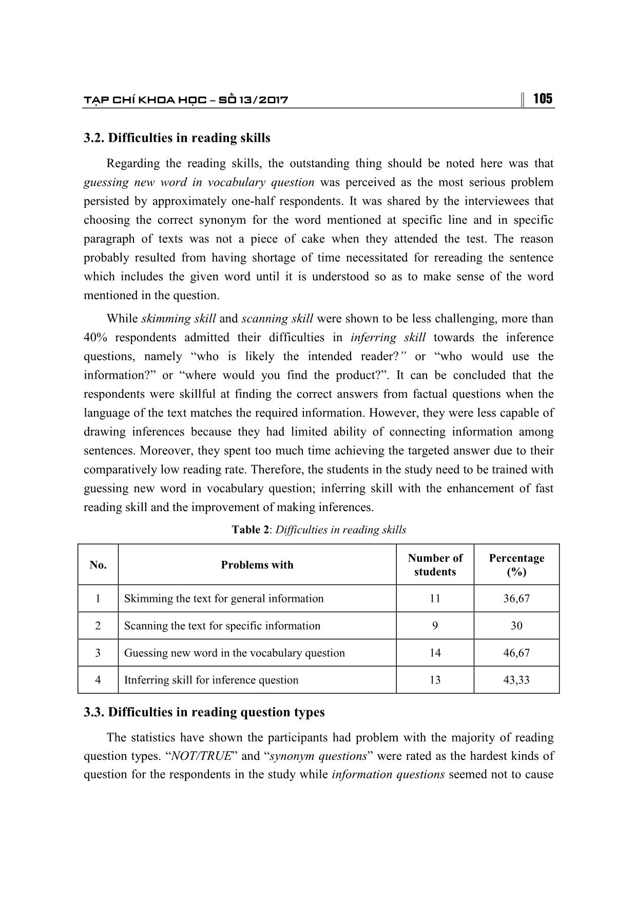 Difficulties in test of Toeic reading comprehension by the final year students of high quality classes at faculty of mechanical engineering, HaUI trang 4