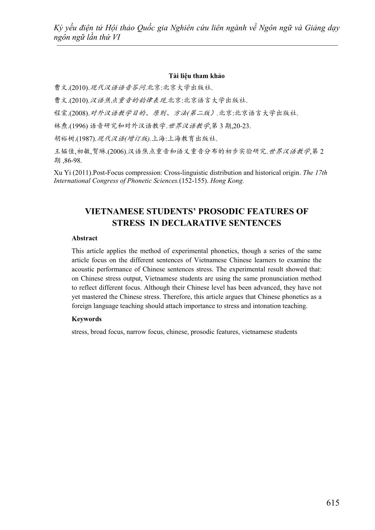 Khảo sát những biểu hiện về trọng âm tiếng Hán của sinh viên Việt Nam trang 10