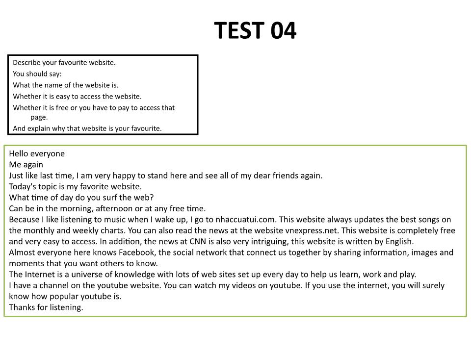 Bài giảng Speaking Test Level B1 trang 7