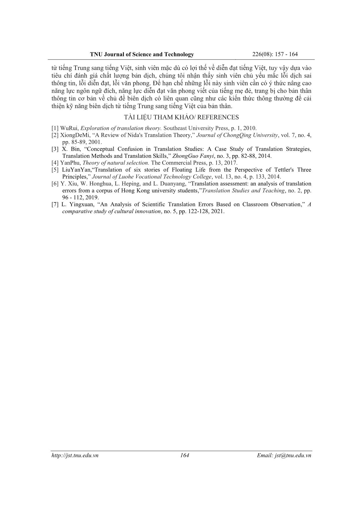 Nghiên cứu lỗi trong văn bản biên dịch từ tiếng Trung sang tiếng Việt của sinh viên ngành Tiếng Trung - Trường Ngoại ngữ - Đại học Thái Nguyên trang 8