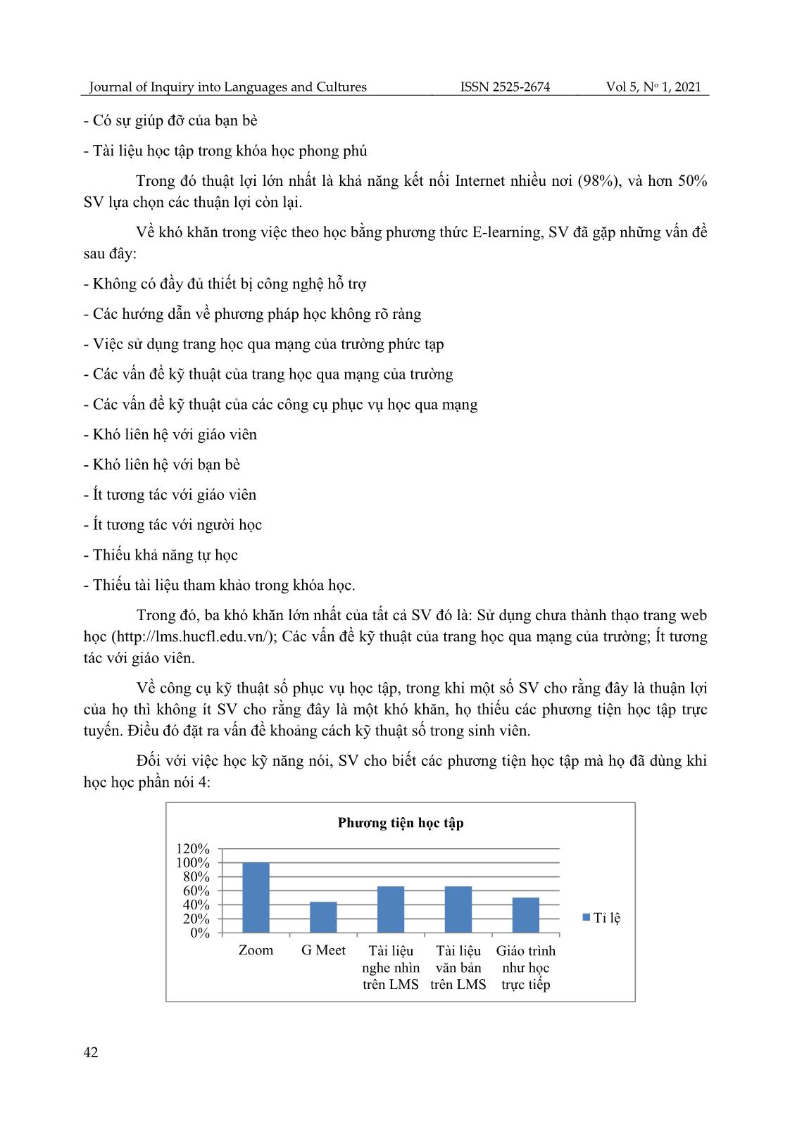 Phản hồi của sinh viên khi học kỹ năng nói theo hình thức E-Learning: Trường hợp sinh viên Tiếng Pháp năm 2, trường Đại học Ngoại ngữ, Đại học Huế trang 5