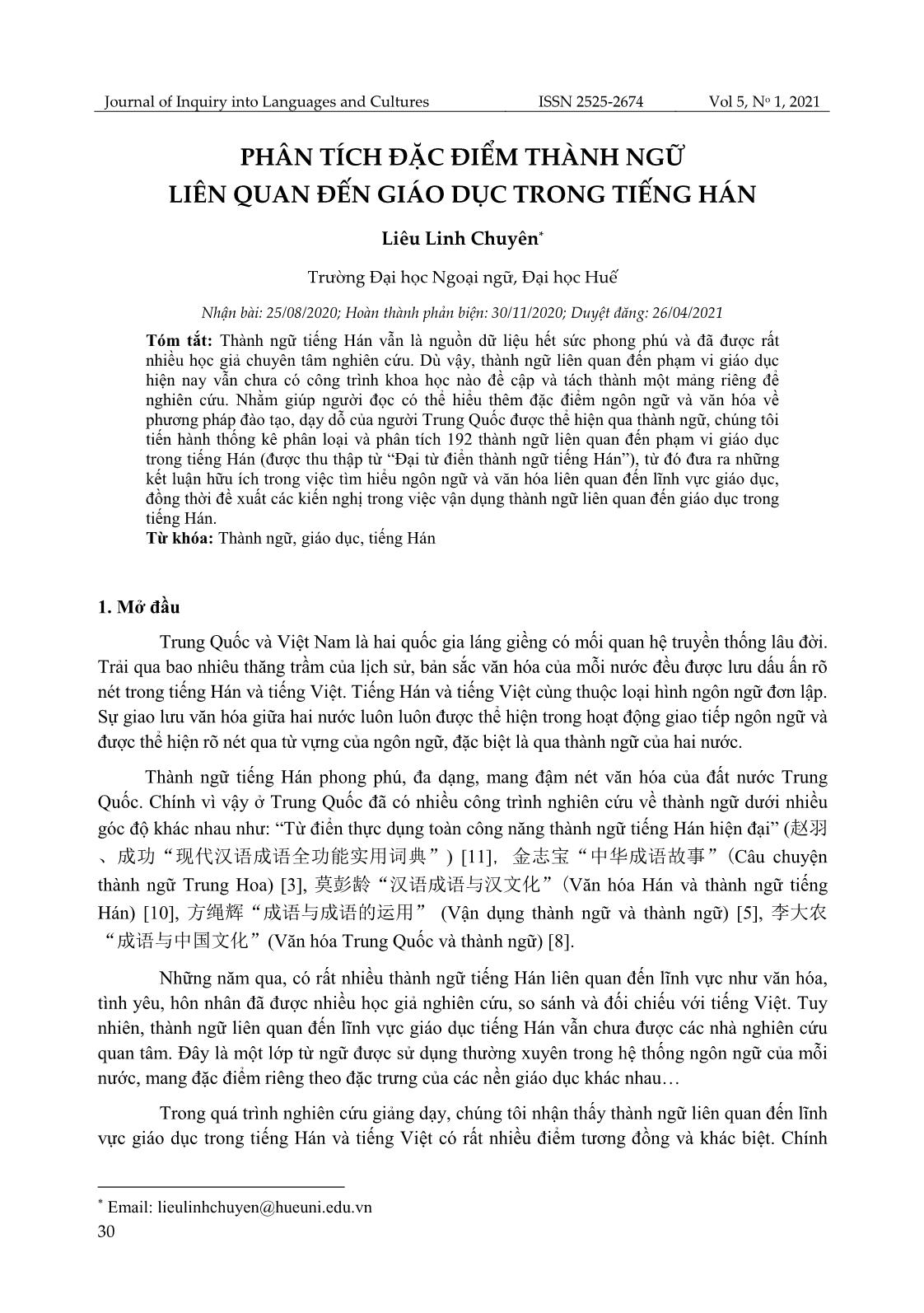 Phân tích đặc điểm thành ngữ liên quan đến giáo dục trong tiếng Hán trang 1