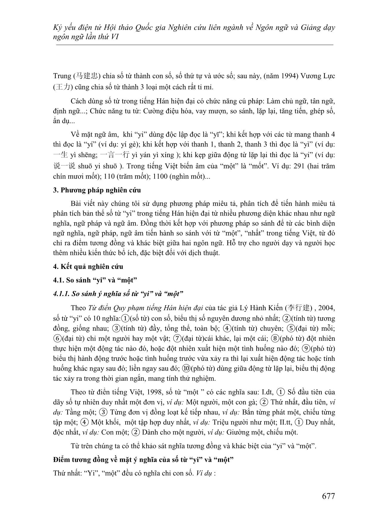 Phân tích so sánh số từ “yi” trong tiếng Hán hiện đại và từ “một, nhất” trong tiếng Việt trang 3