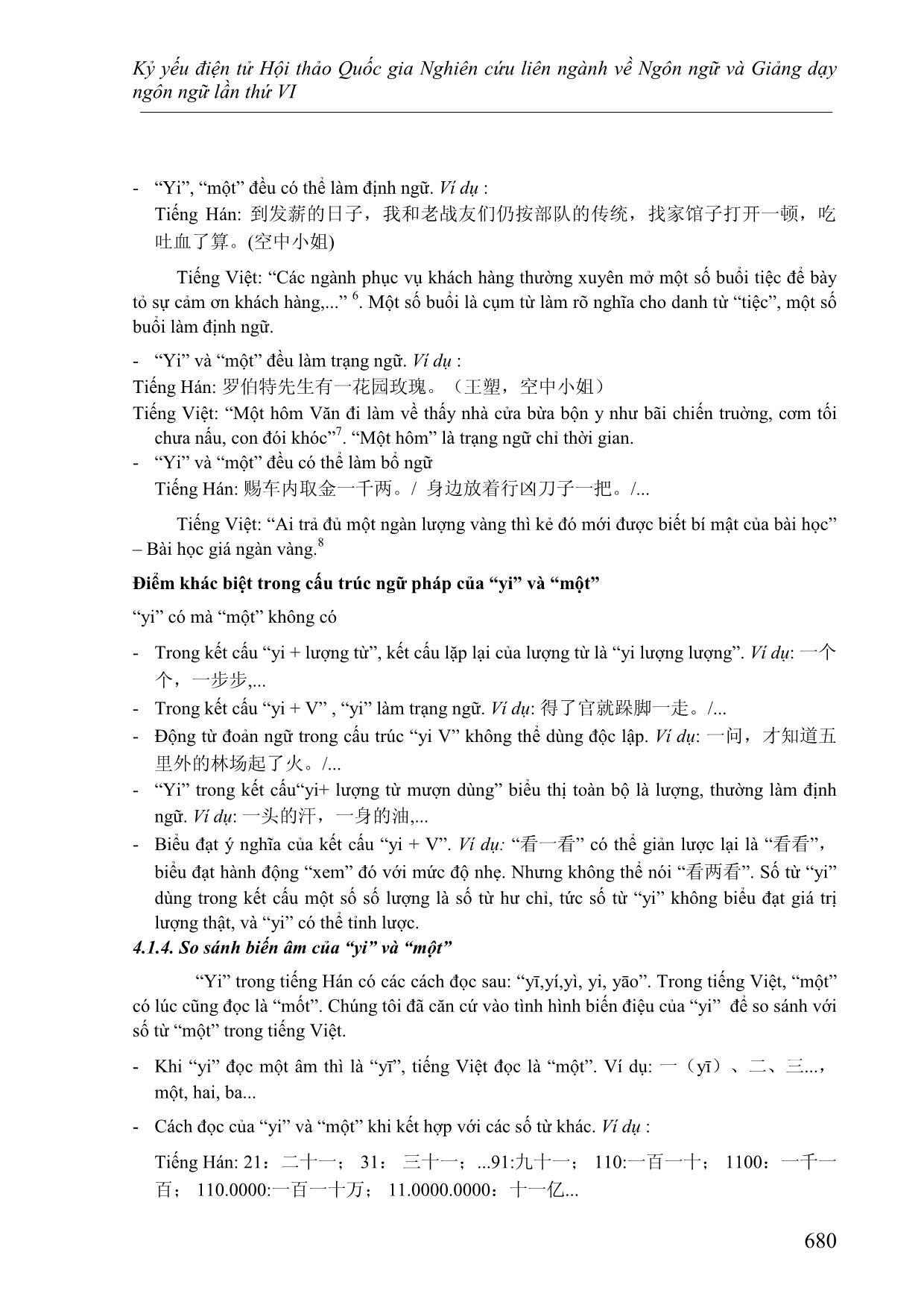 Phân tích so sánh số từ “yi” trong tiếng Hán hiện đại và từ “một, nhất” trong tiếng Việt trang 6