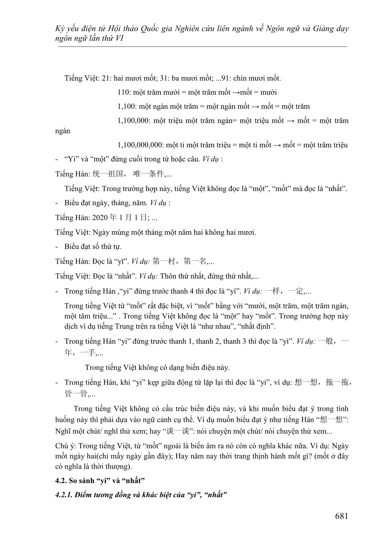 Phân tích so sánh số từ “yi” trong tiếng Hán hiện đại và từ “một, nhất” trong tiếng Việt trang 7