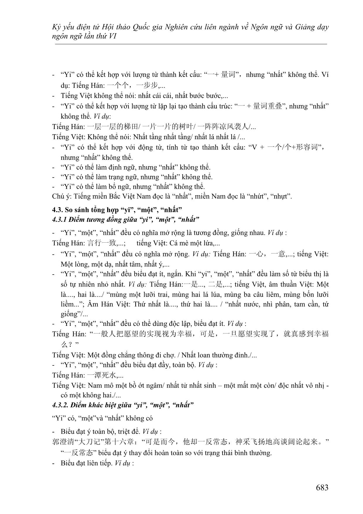Phân tích so sánh số từ “yi” trong tiếng Hán hiện đại và từ “một, nhất” trong tiếng Việt trang 9