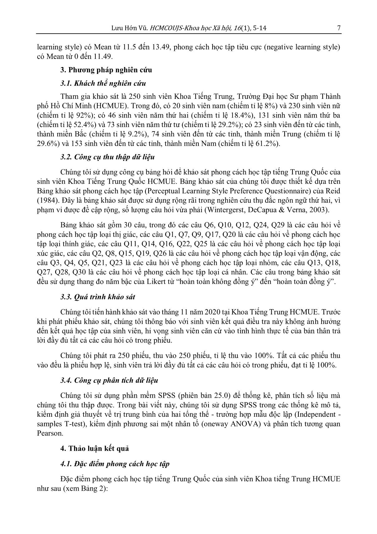 Phong cách học tập tiếng Trung Quốc của sinh viên Việt Nam: Nghiên cứu trường hợp sinh viên khoa tiếng Trung, Trường Đại học Sư phạm Thành phố Hồ Chí Minh trang 3