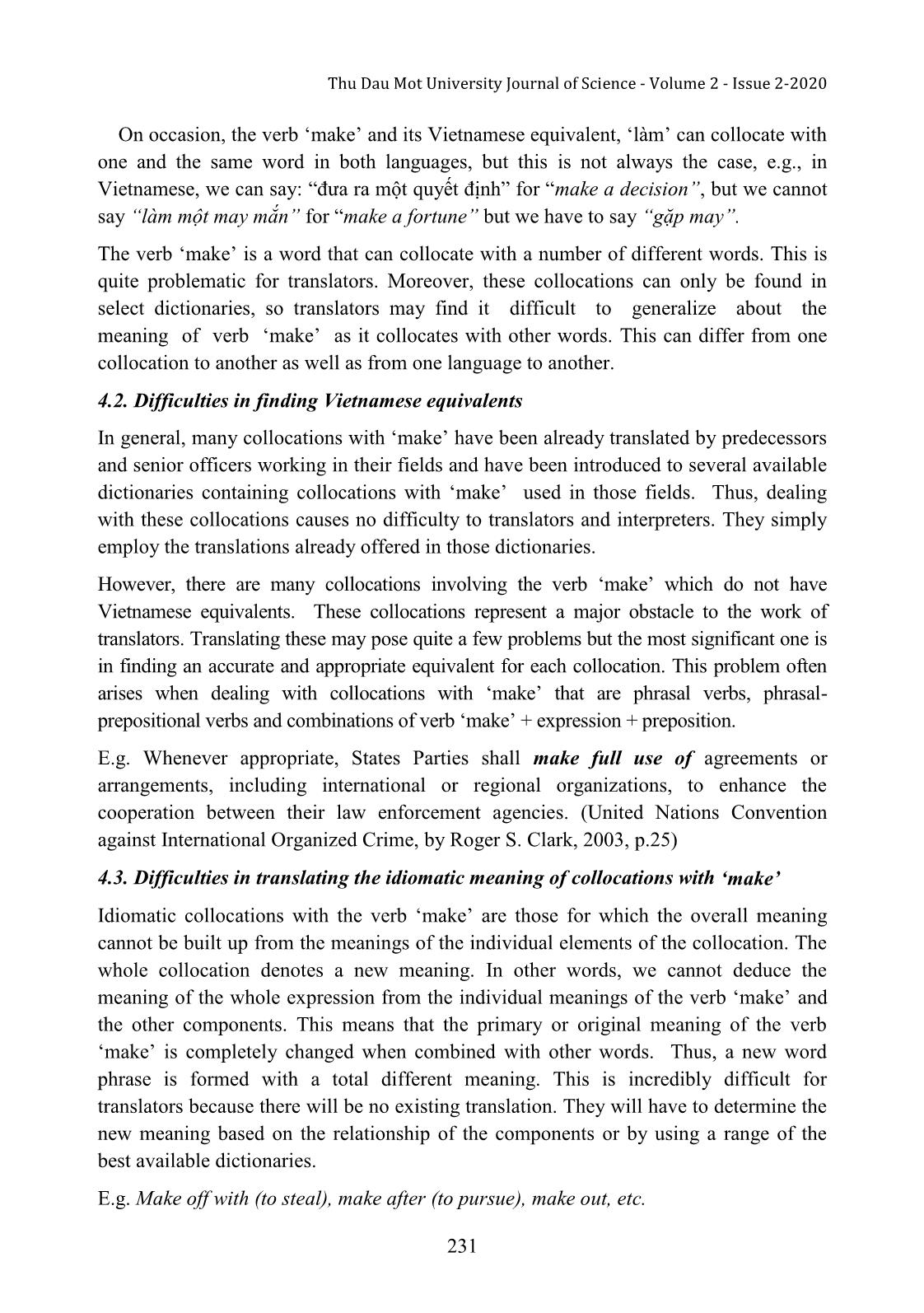 Semantic features of English collocations with the verb make in international criminal documents: Difficulties with, and suggestions for learning and translating trang 10