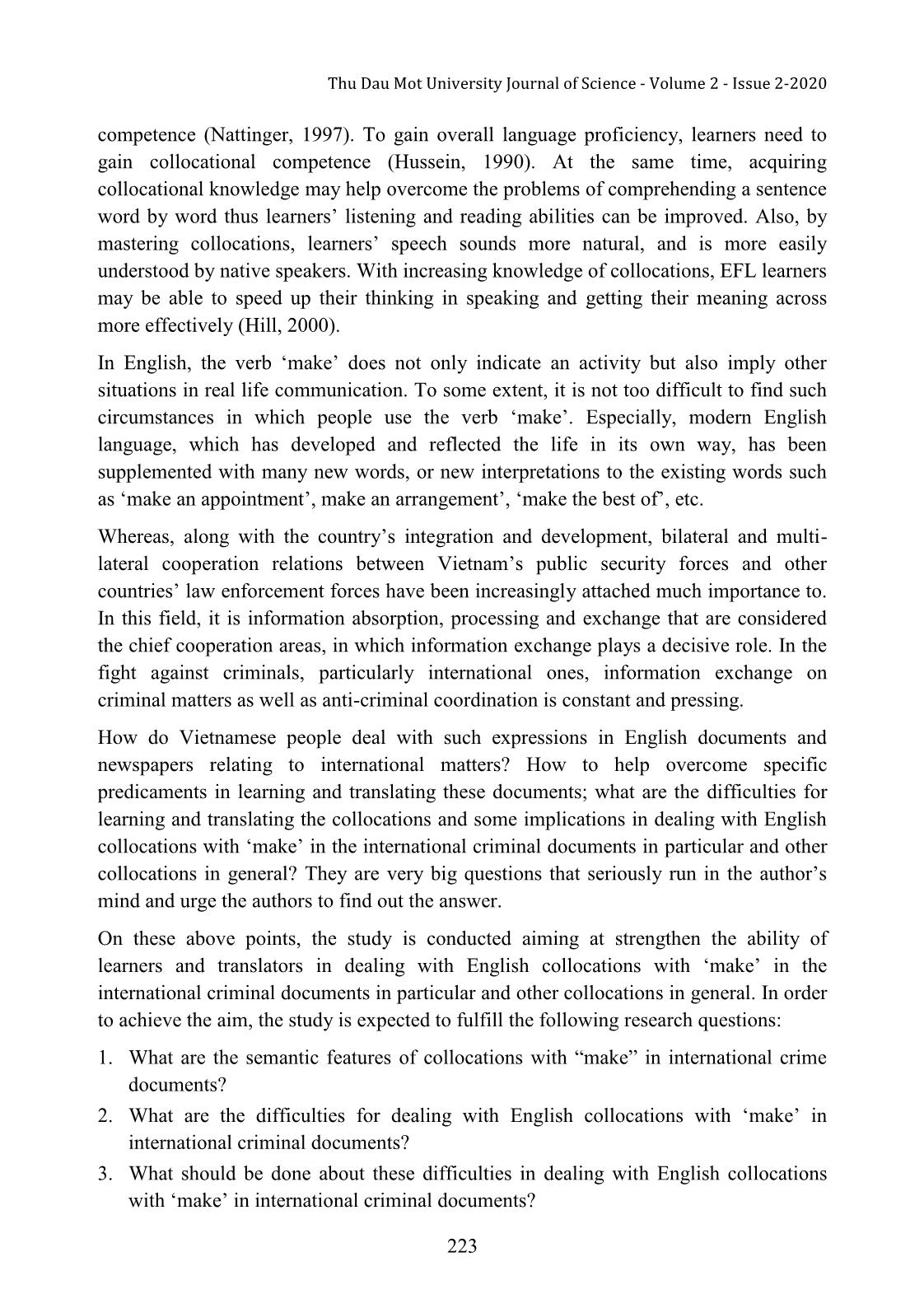 Semantic features of English collocations with the verb make in international criminal documents: Difficulties with, and suggestions for learning and translating trang 2