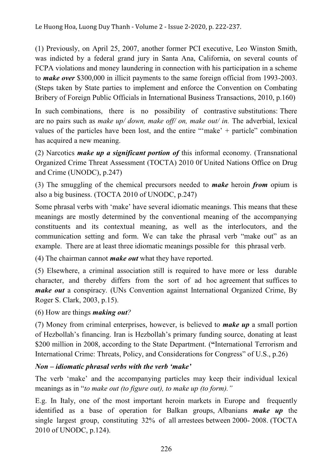 Semantic features of English collocations with the verb make in international criminal documents: Difficulties with, and suggestions for learning and translating trang 5