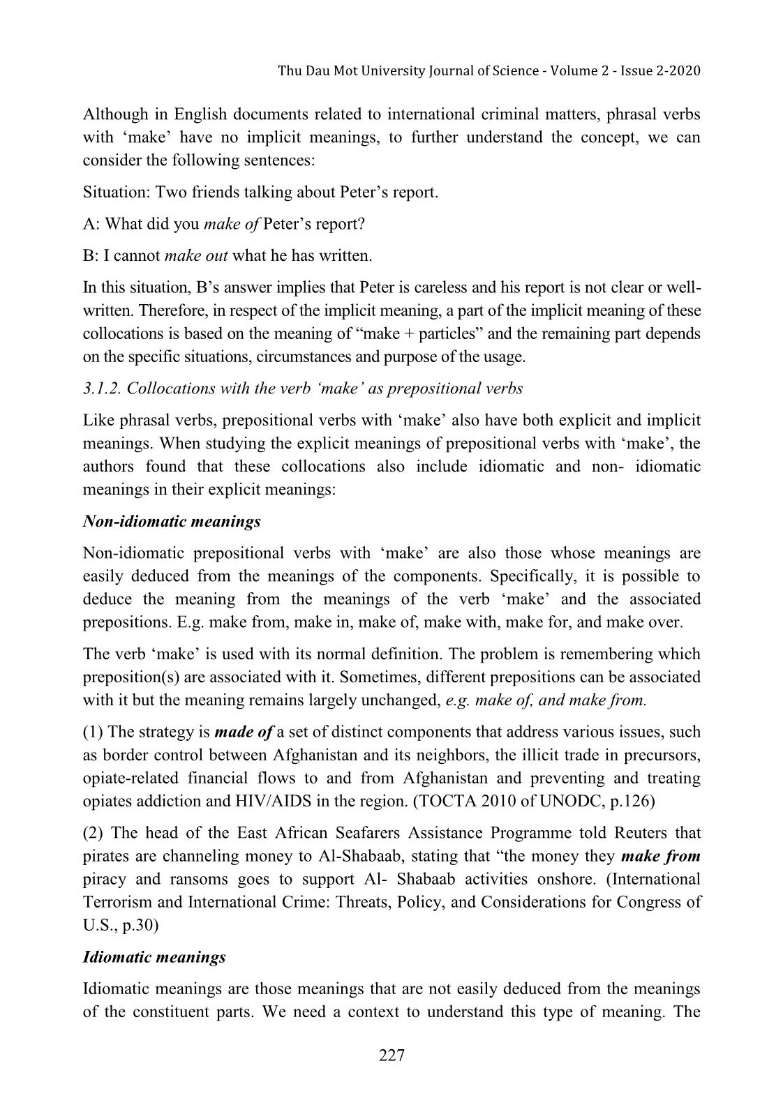 Semantic features of English collocations with the verb make in international criminal documents: Difficulties with, and suggestions for learning and translating trang 6