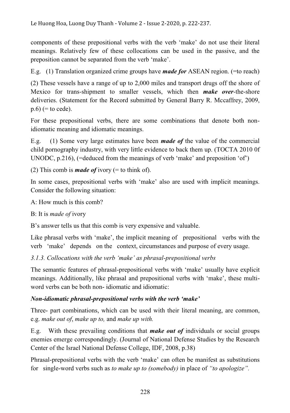 Semantic features of English collocations with the verb make in international criminal documents: Difficulties with, and suggestions for learning and translating trang 7