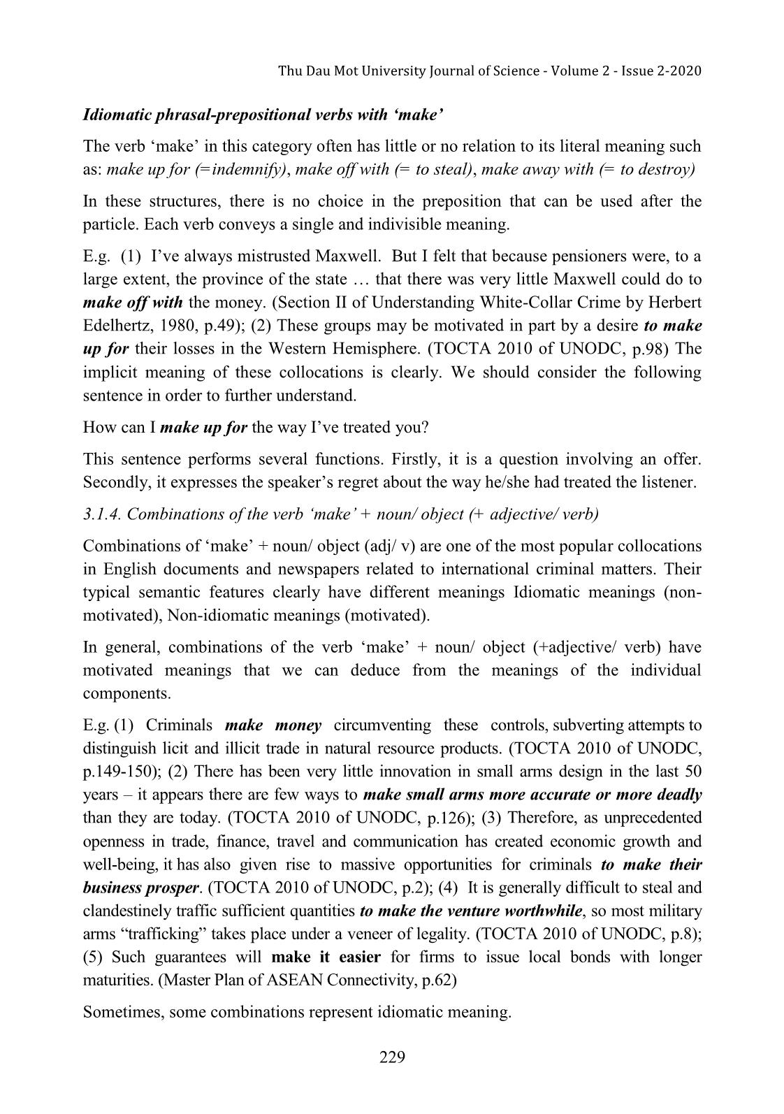 Semantic features of English collocations with the verb make in international criminal documents: Difficulties with, and suggestions for learning and translating trang 8