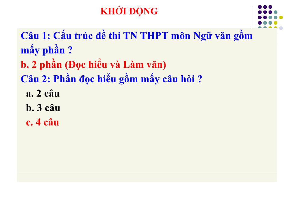 Bài giảng Luyện thi THPT Quốc gia môn Ngữ văn - Phần đọc hiểu trang 5