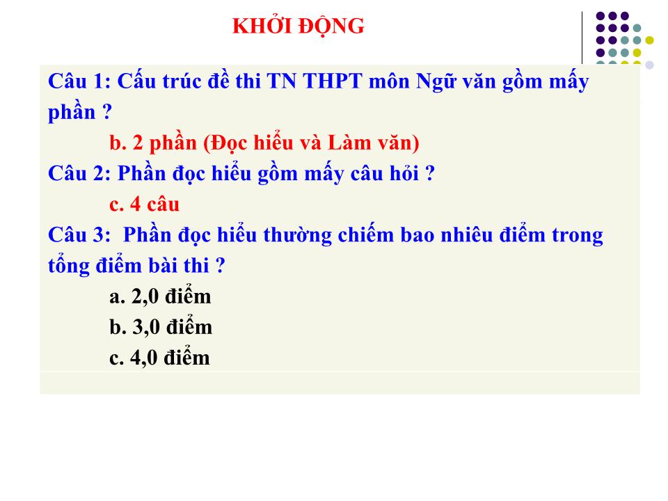 Bài giảng Luyện thi THPT Quốc gia môn Ngữ văn - Phần đọc hiểu trang 6