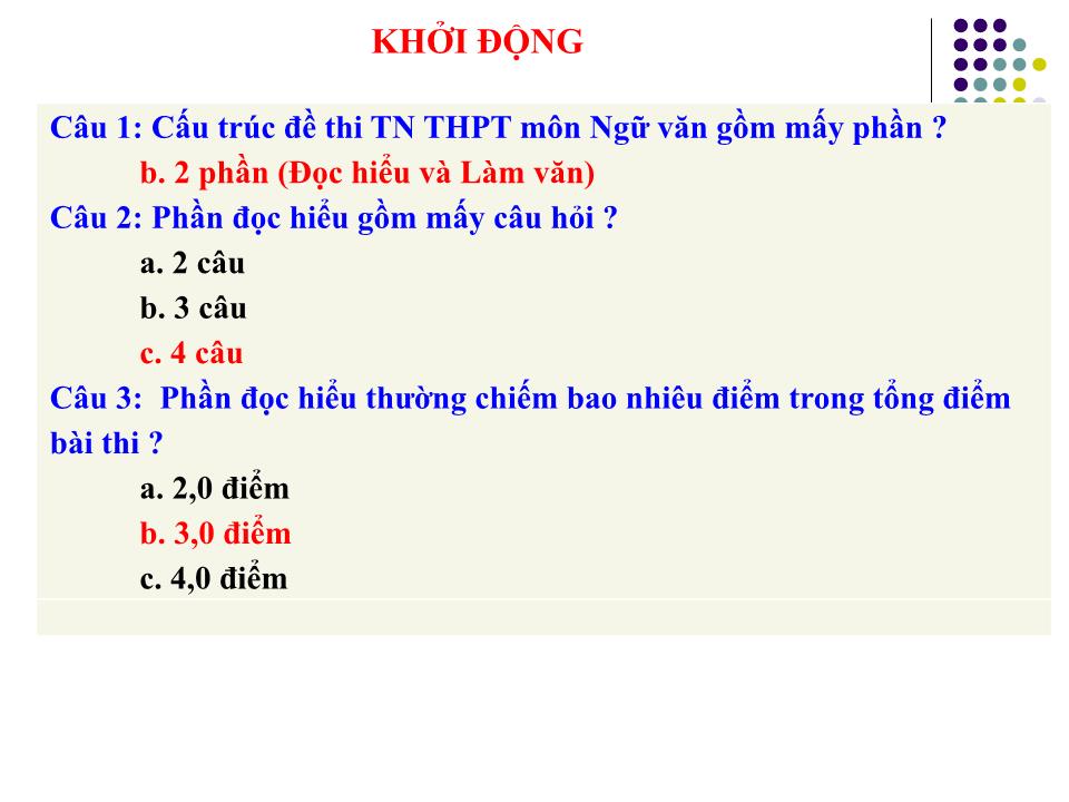 Bài giảng Luyện thi THPT Quốc gia môn Ngữ văn - Phần đọc hiểu trang 7