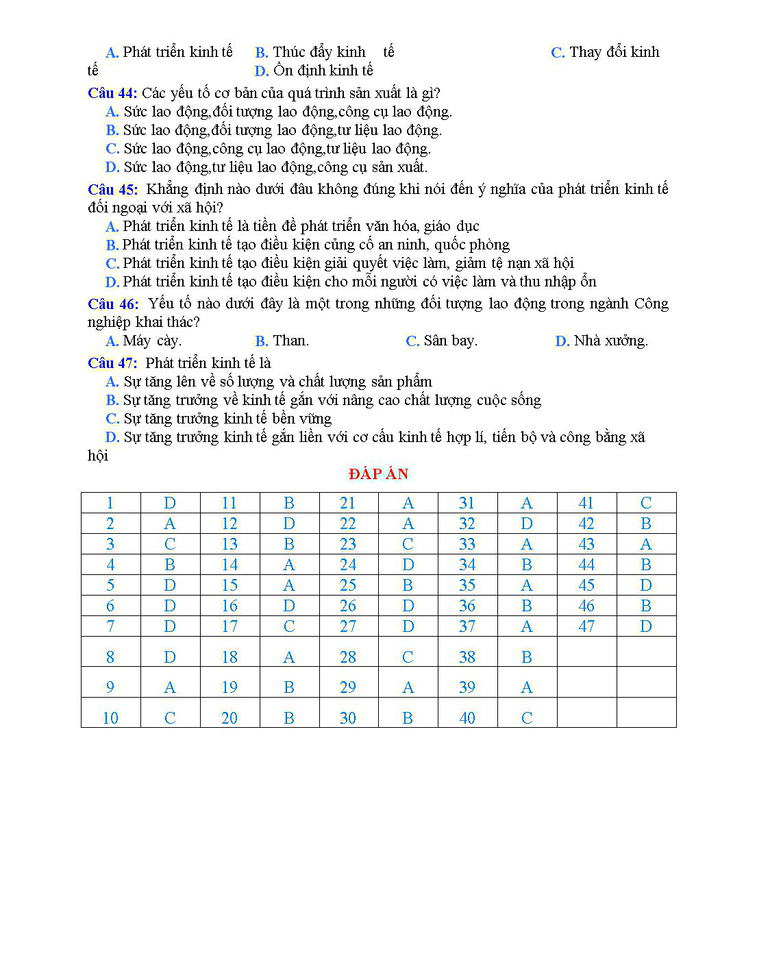 Bài tập trắc nghiệm môn Giáo dục công dân Lớp 11 - Bài 1: Công dân với sự phát triển kinh tế - Đỗ Nam Thư trang 5