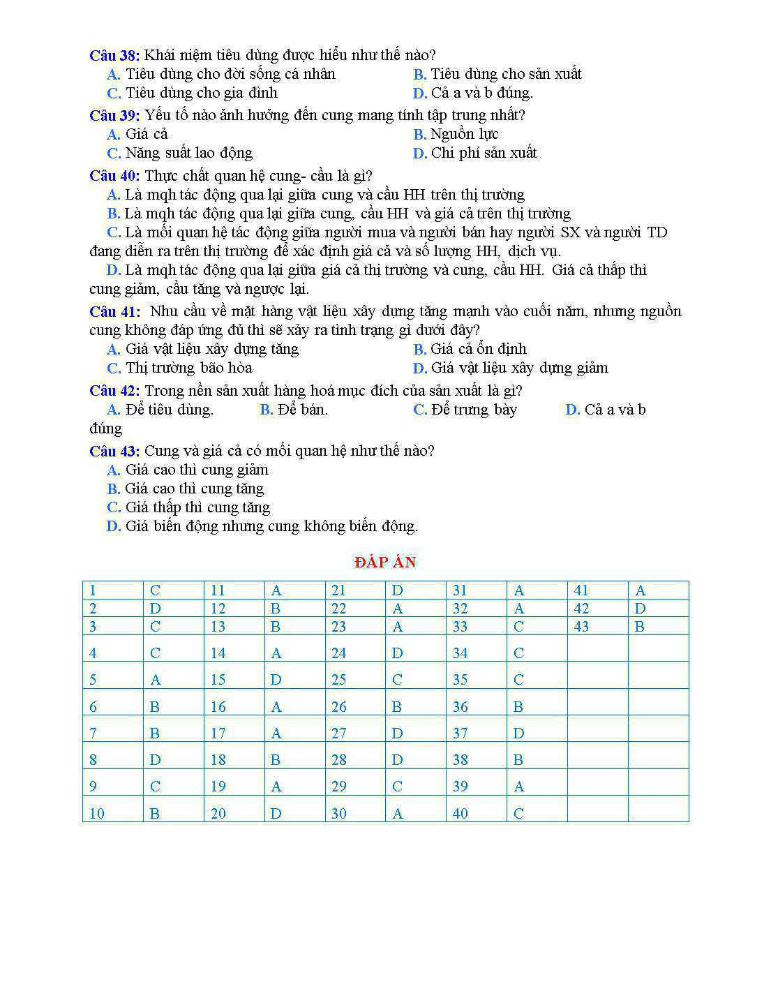 Bài tập trắc nghiệm môn Giáo dục công dân Lớp 11 - Bài 5: Cung, cầu trong sản xuất và lưu thông hàng hóa - Đặng Văn Khoa trang 4