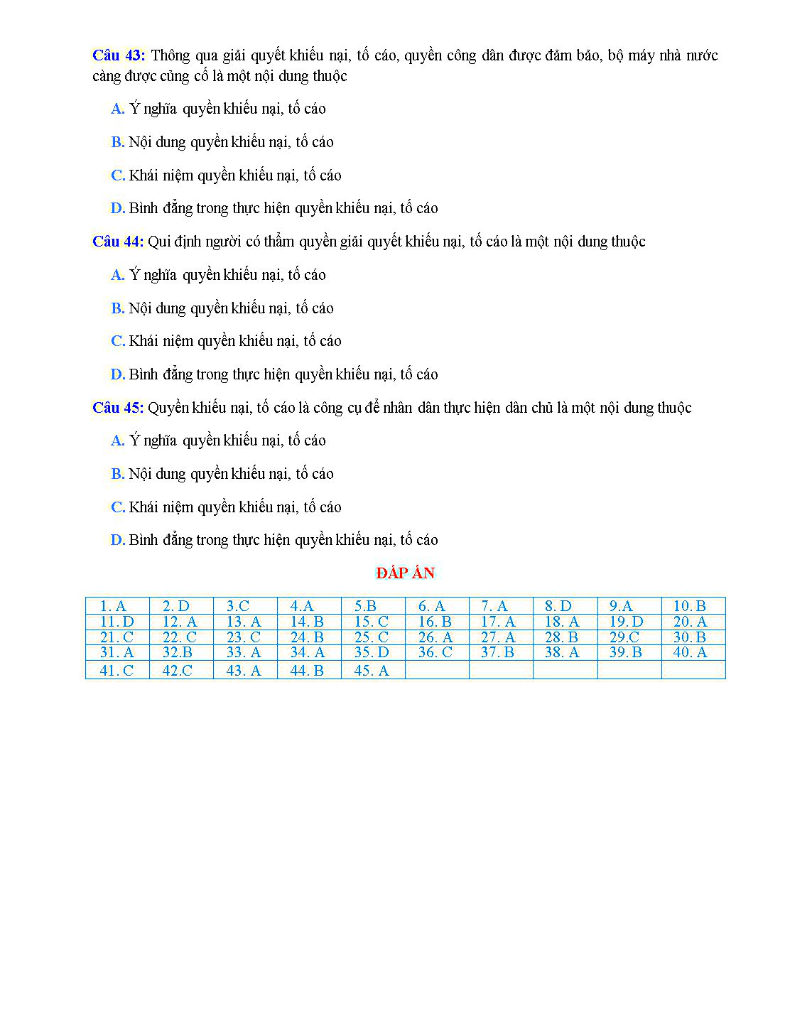 Bài tập trắc nghiệm môn Giáo dục công dân Lớp 12 - Bài 7: Công dân với các quyền dân chủ - Trần Minh Nam trang 8