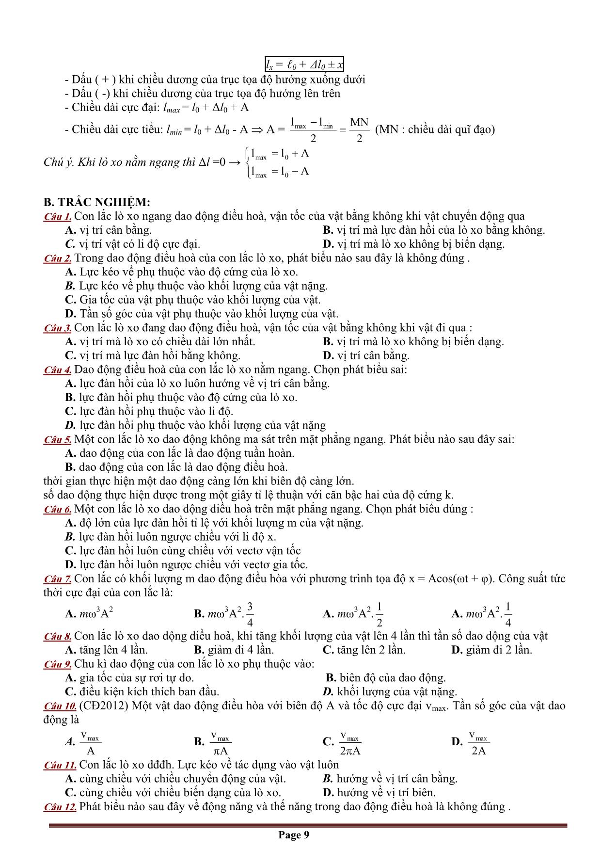 Các c huyên đề lý thuyết Vật lý 12 trang 9