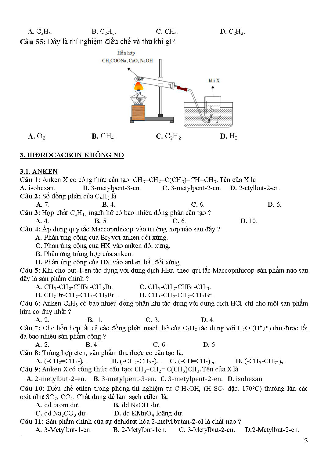 Đề cương ôn tập kiểm tra học kỳ II môn Hóa học Lớp 11 - Năm học 2020-2021 - Trường THPT Lương Ngọc Quyến trang 3