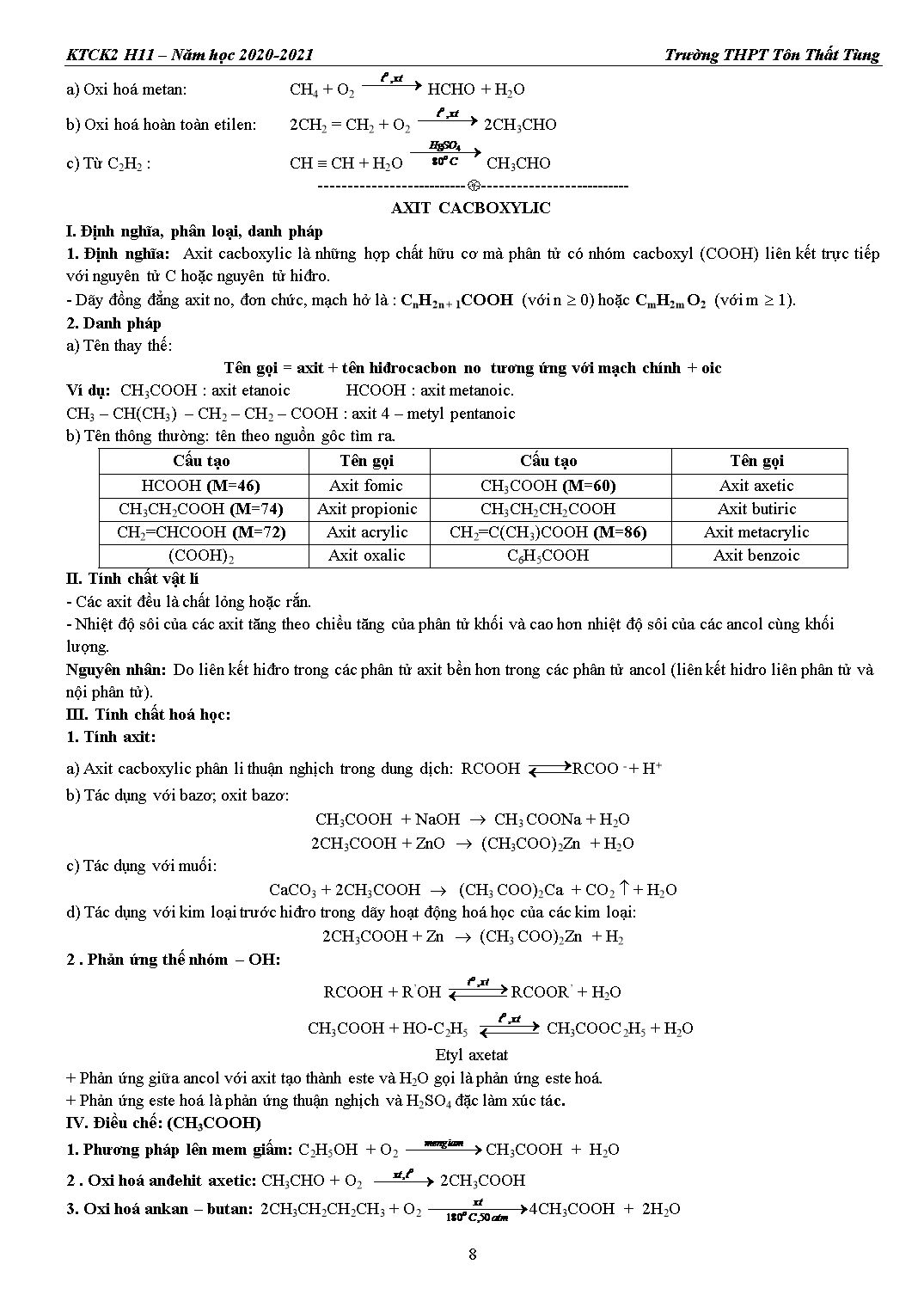 Hướng dẫn ôn tập kiểm tra cuối học kỳ 2 môn Hóa học 11 - Trường THPT Tôn Thất Tùng trang 8